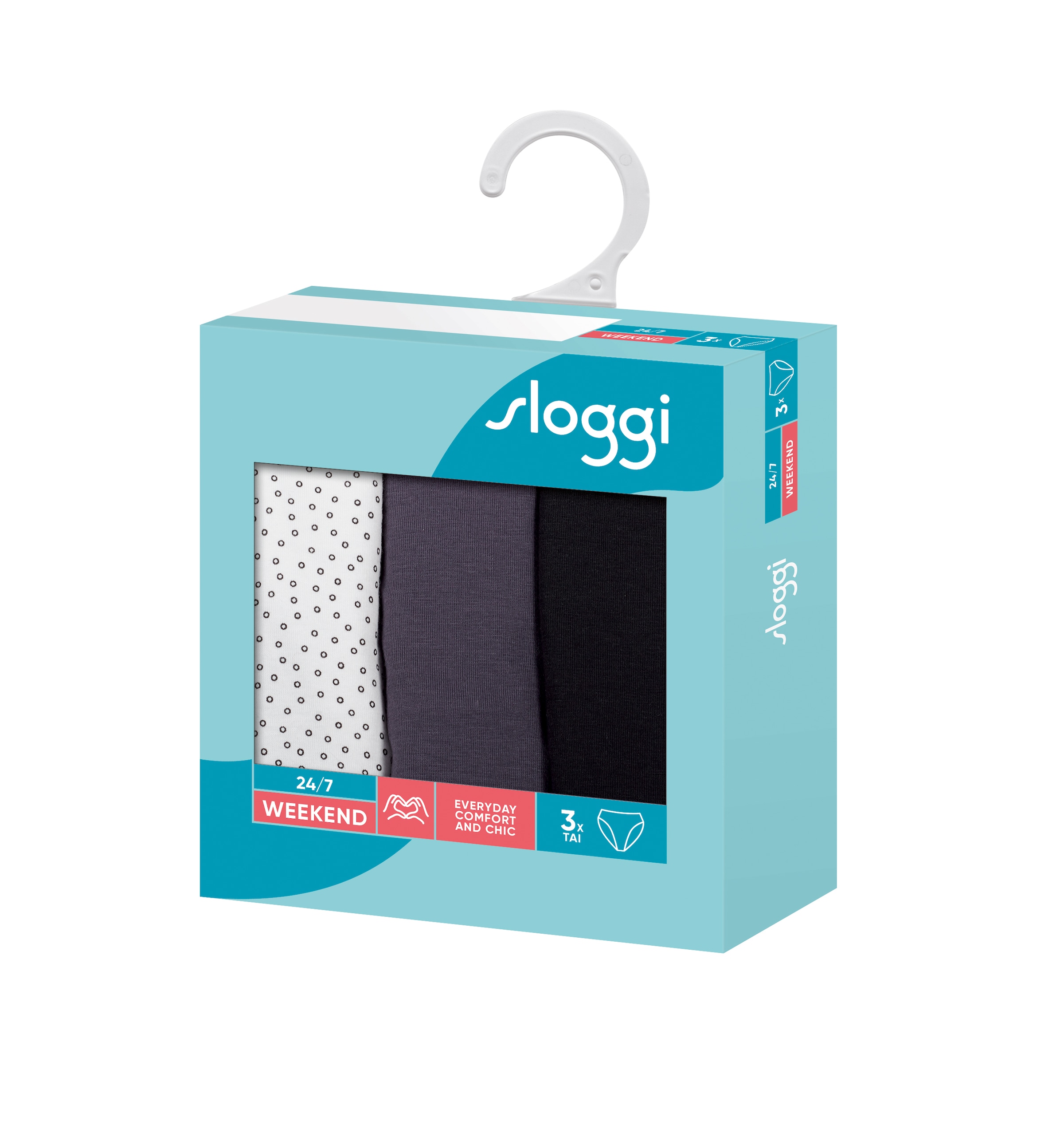 sloggi Jazz-Pants Slips »24/7 Weekend Tai C3P«, (Packung, 3 St., 3er-Pack), mit zarter Spitzeneinfassung