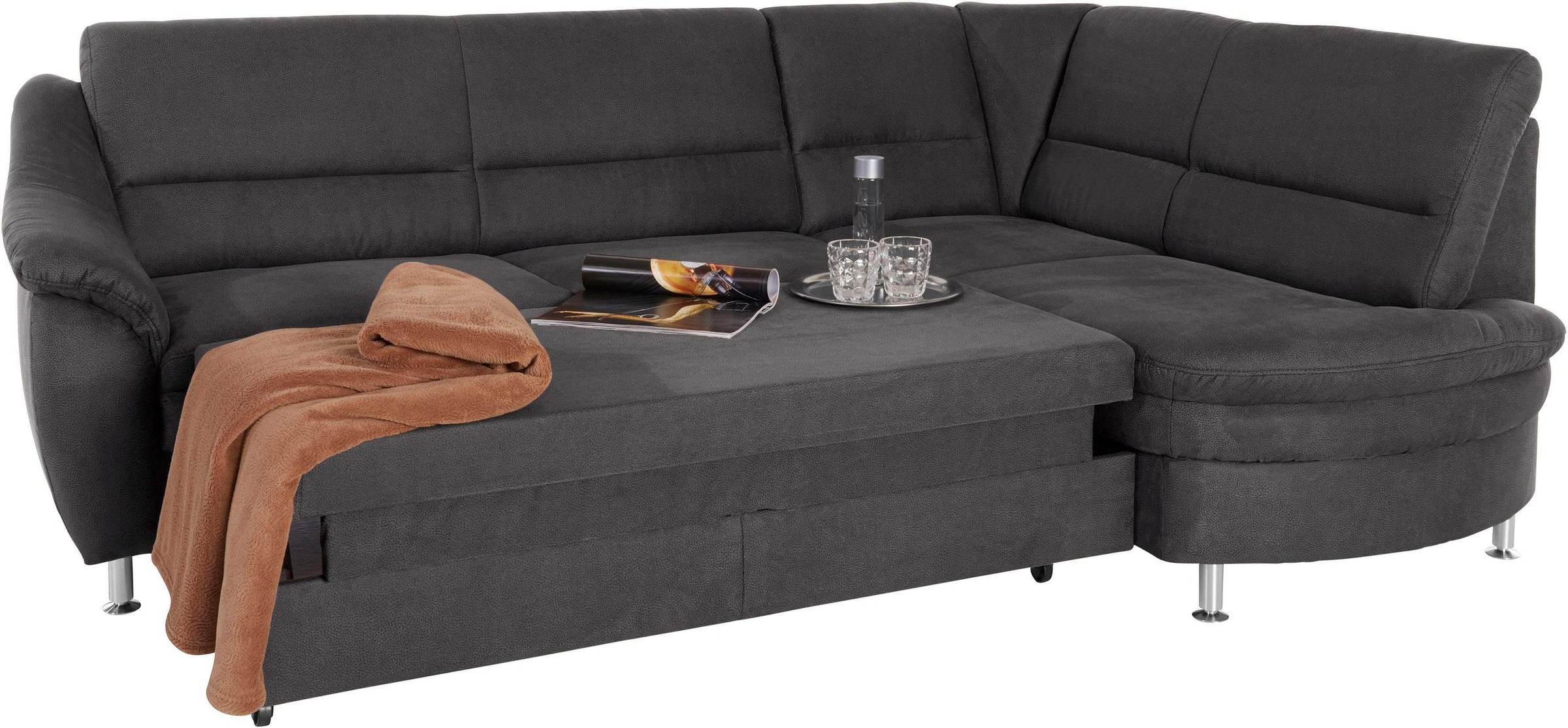 Places of Style Ecksofa »Cardoso L-Form«, Federkern, wahlweise mit Bett, Schubkasten