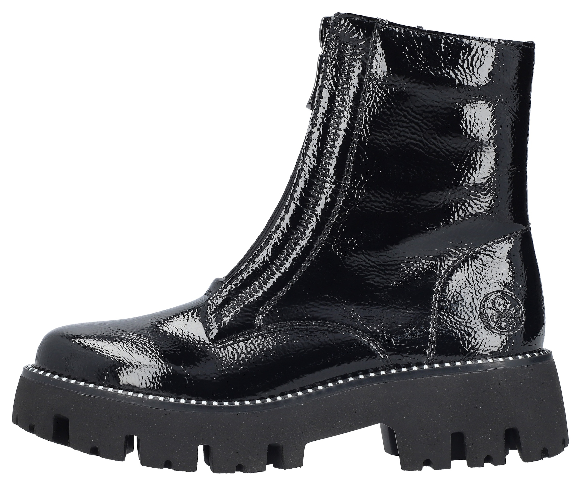 Rieker Winterstiefelette, Boots, Front Reissverschluss, Profilsohle, Nieten besetzter Rahmen