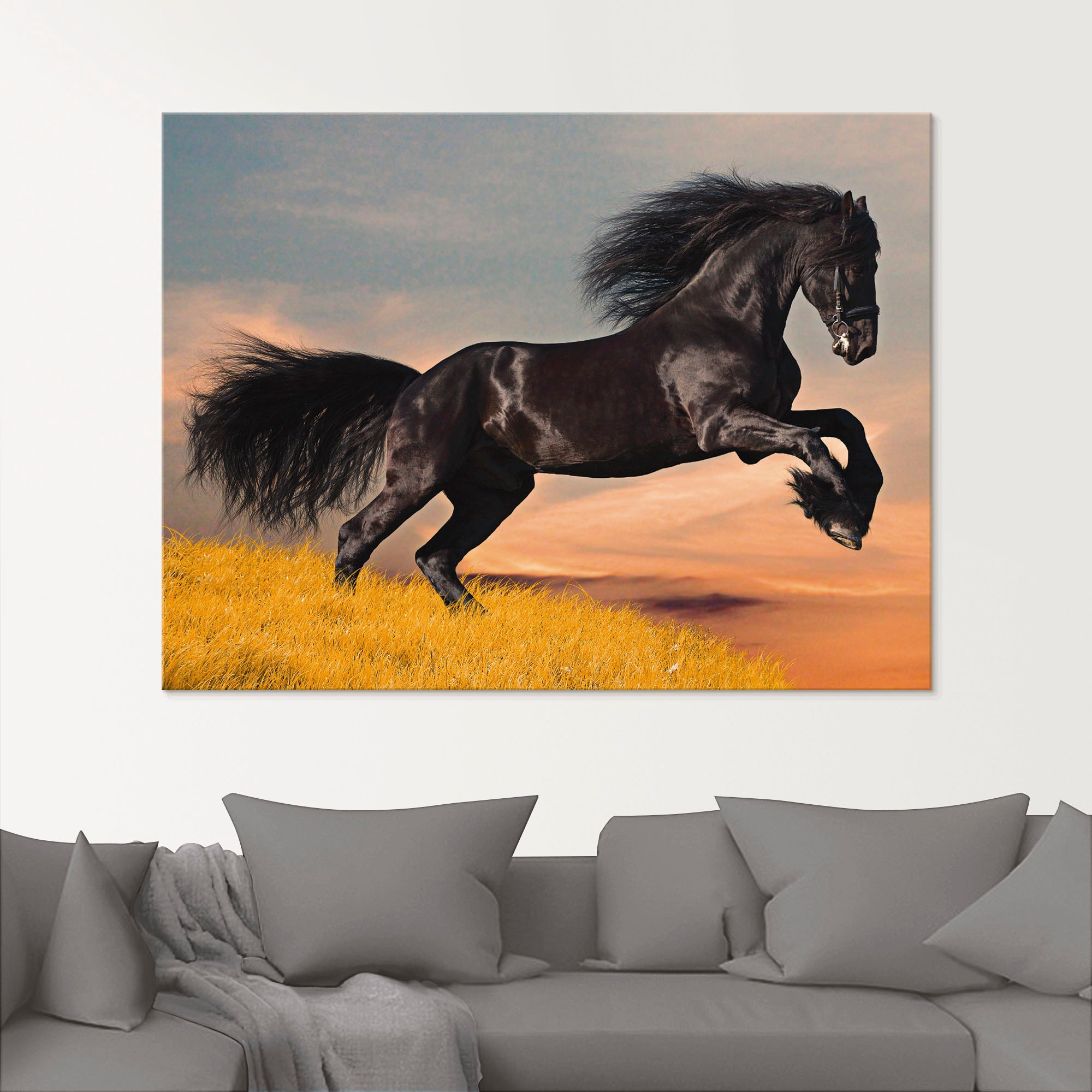 Artland Glasbild »Friesischer Hengstgalopp«, Haustiere, (1 St.), in verschiedenen Grössen