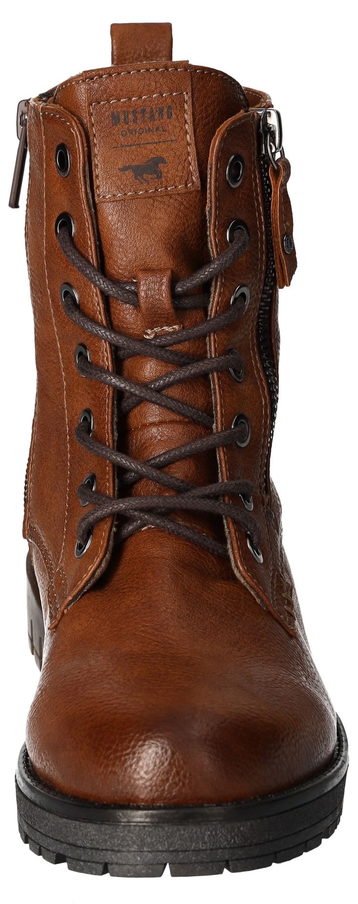 Mustang Shoes Schnürboots, Schnürstiefelette, Blockabsatz, mit Reissverschluss