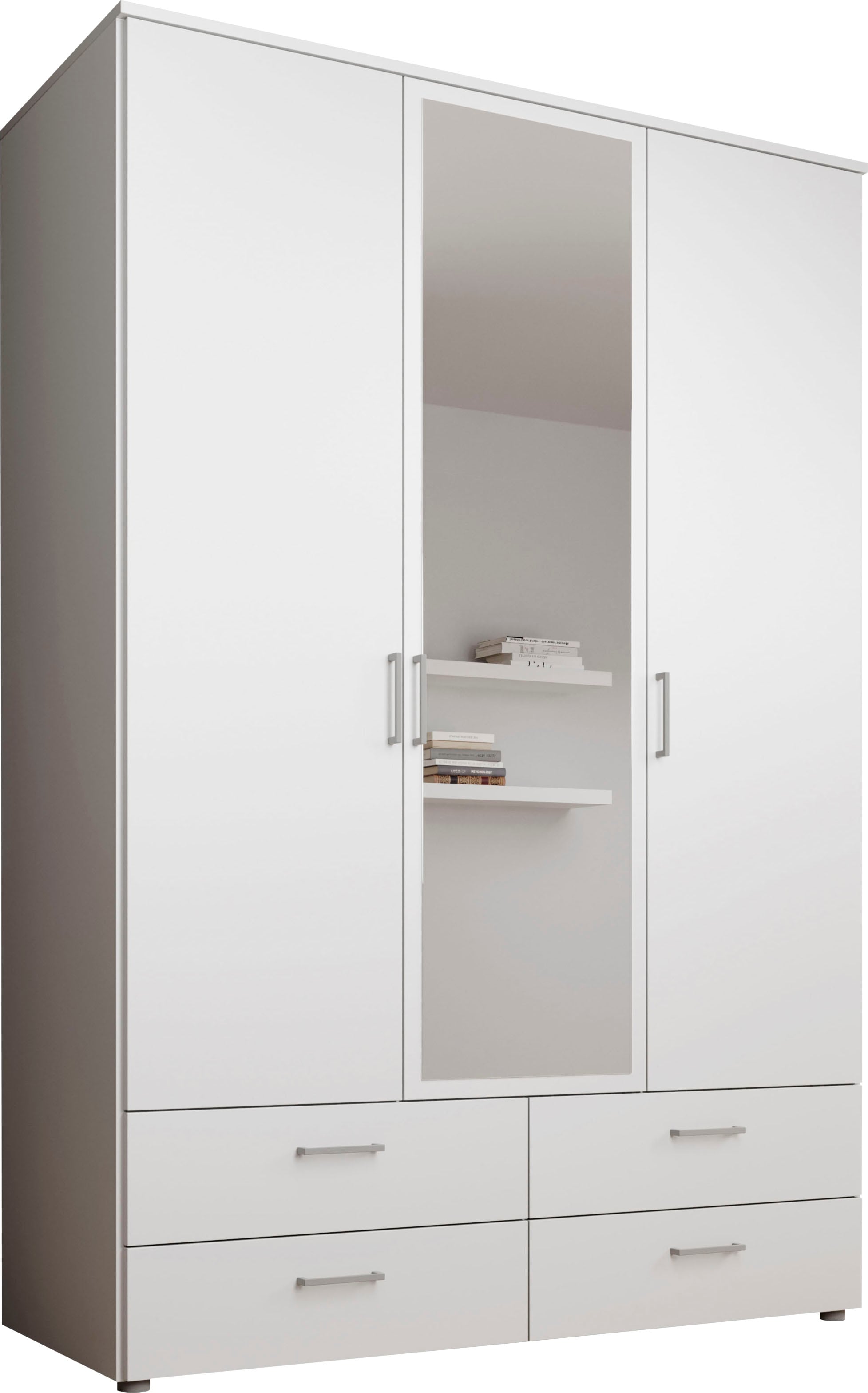 Schlafkontor Drehtürenschrank »Spazio«, weiss, Schlafzimmerschrank mit Spiegel