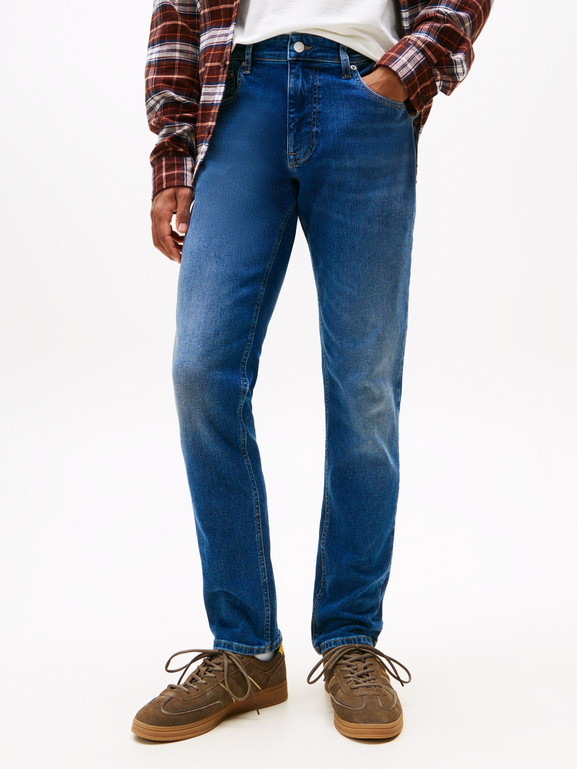 Tommy Jeans Gerade Jeans »Scanton Slim« Mit Markenlabel aus Leder hinten