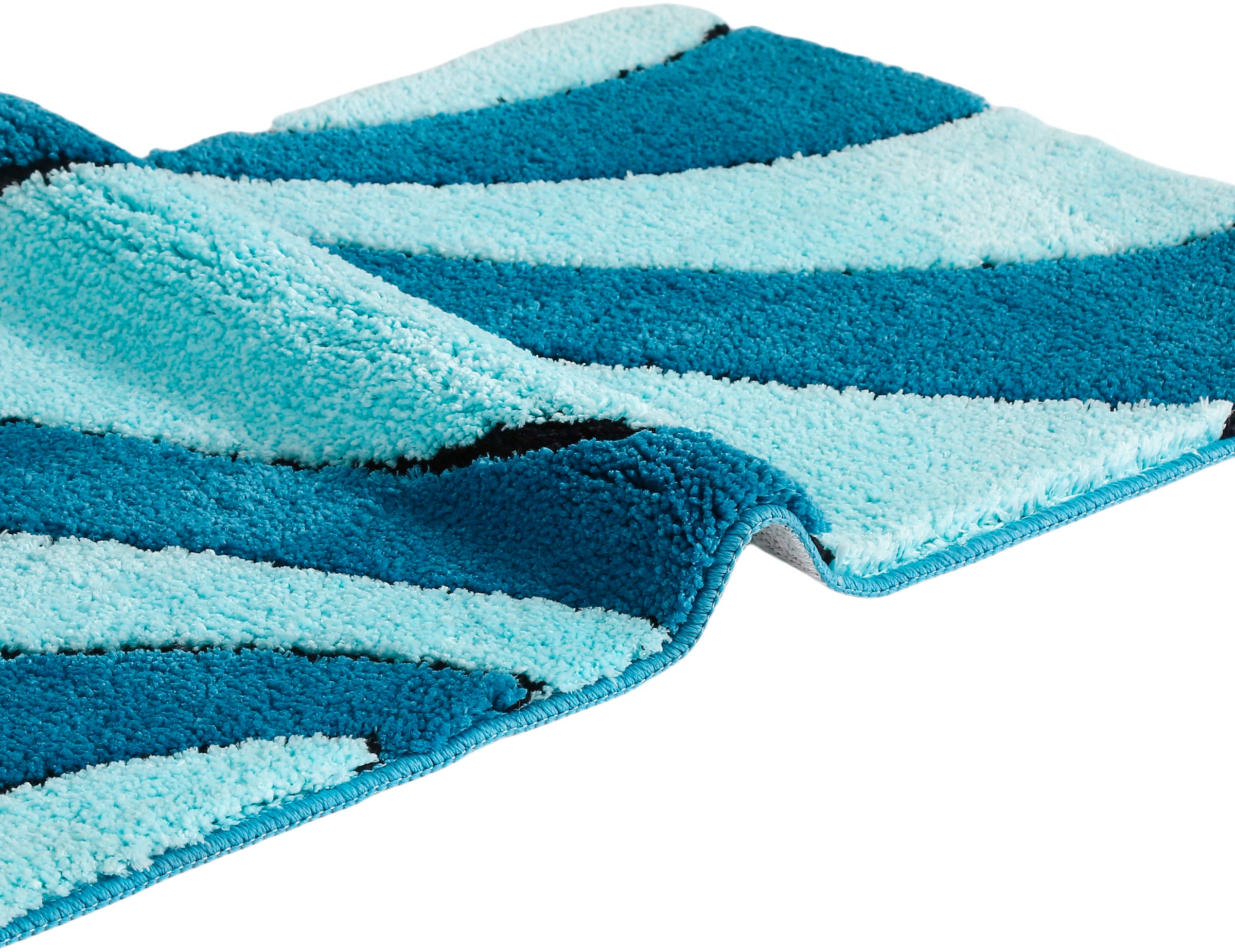 my home Badematte »Anna, Badvorleger, Badezimmer Teppich«, rutschhemmend beschichtet, fussbodenheizungsgeeignet-schnell trocknend, Badteppich, Hoch Tief Effekt, Modern, Weich, Wellen