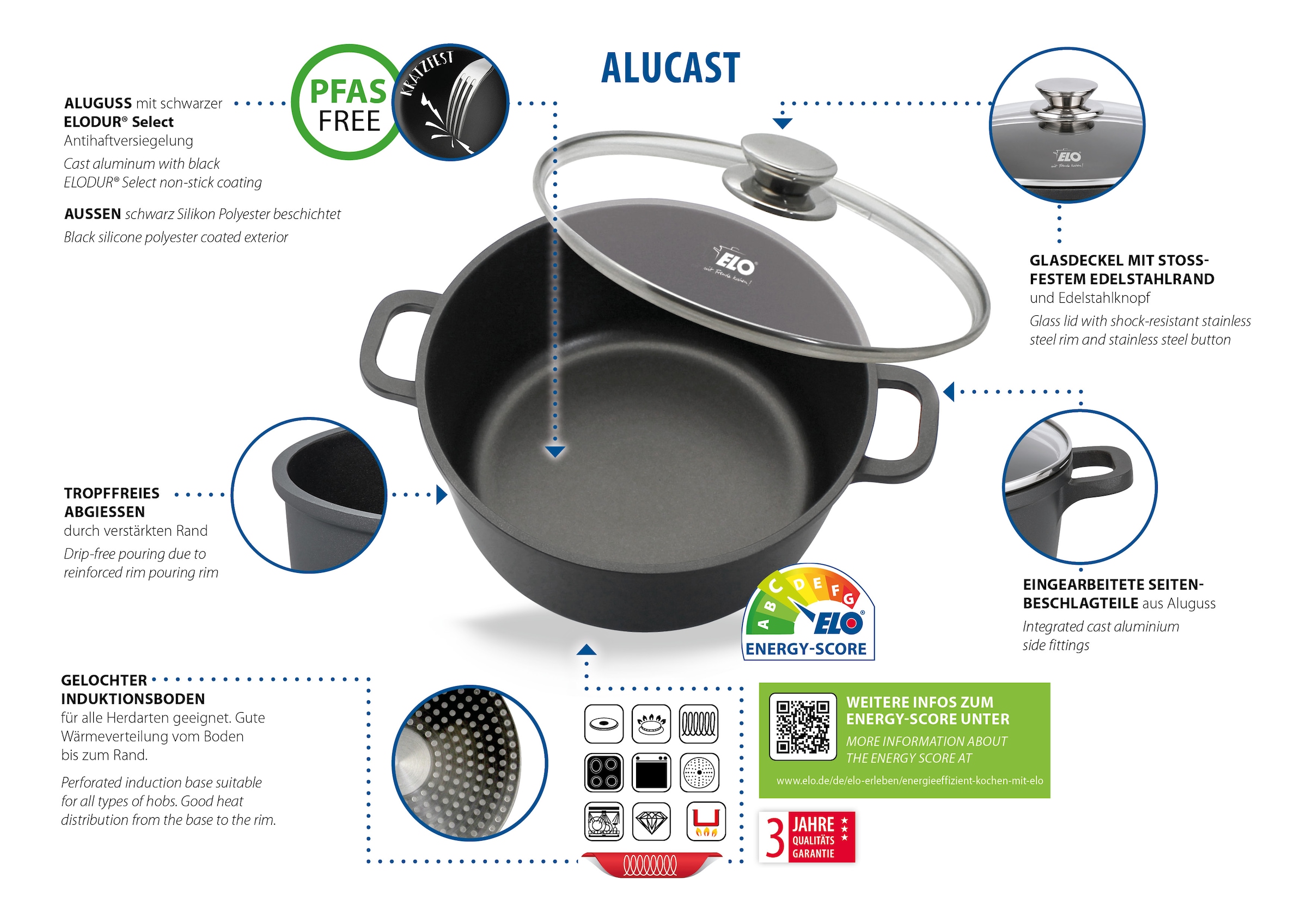 Elo Kochtopf »Alucast«, Aluminiumguss, (1 tlg.), Induktion