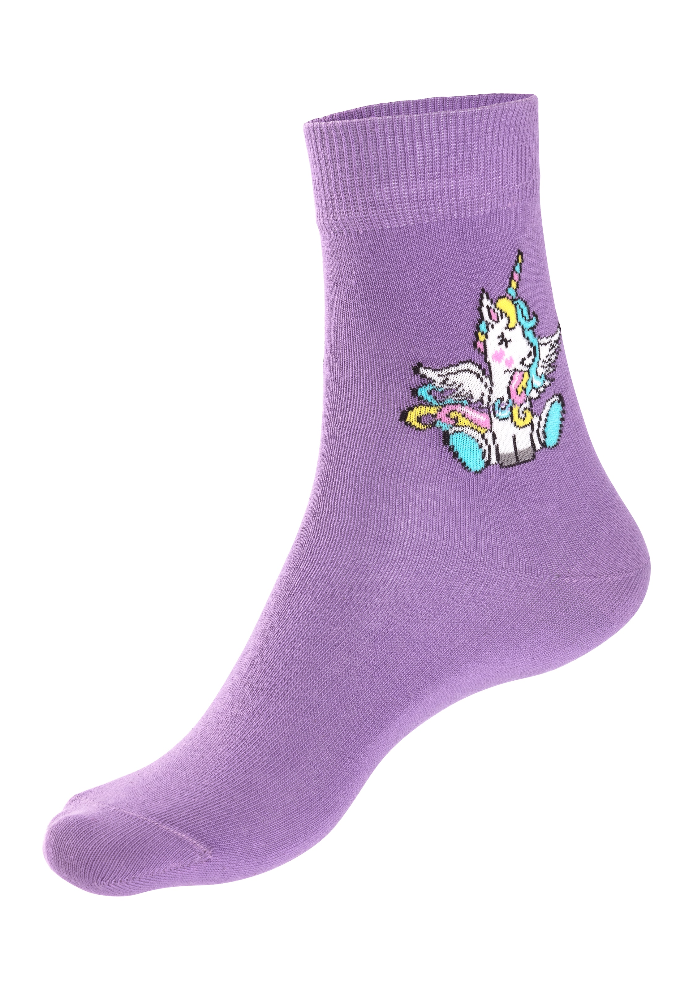 H.I.S Basicsocken, (4 Paar), mit Einhorn Motiven