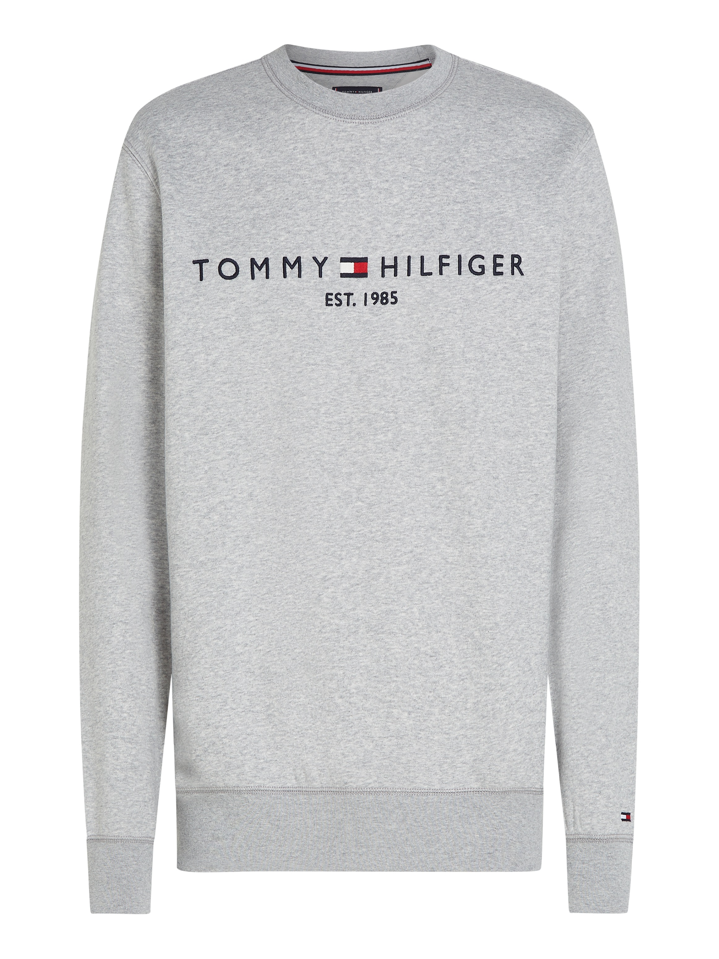 Tommy Hilfiger Sweatshirt »TOMMY LOGO SWEATSHIRT mit Rundhals und Stickerei«, unifarben, casual, regular fit, Baumwollmix, Rundhals