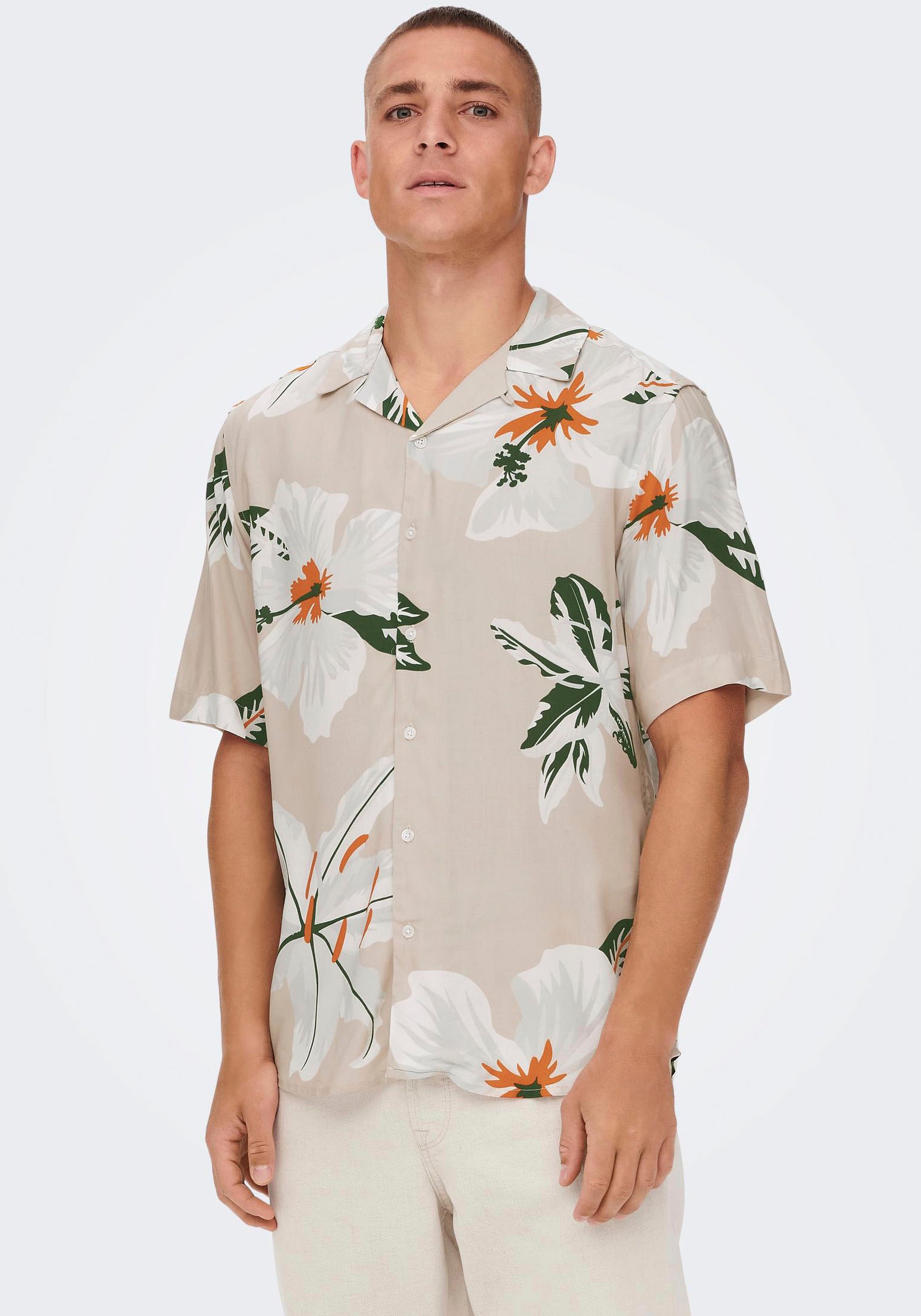 ONLY & SONS Kurzarmhemd »ONSDAN LIFE REG SS AOP VISCOSE«, mit Resort Kragen kaufen
