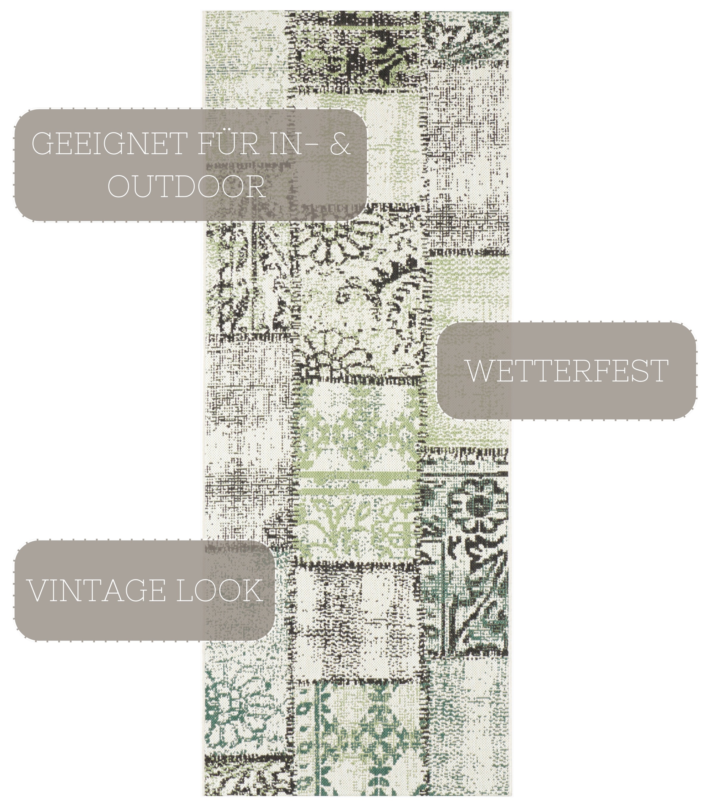 NORTHRUGS Teppich »Symi«, rechteckig, 8 mm Höhe, In- & Outdoor, Kurzflor, Läufer, Vintage, Wohnzimmer, Aussenbereich