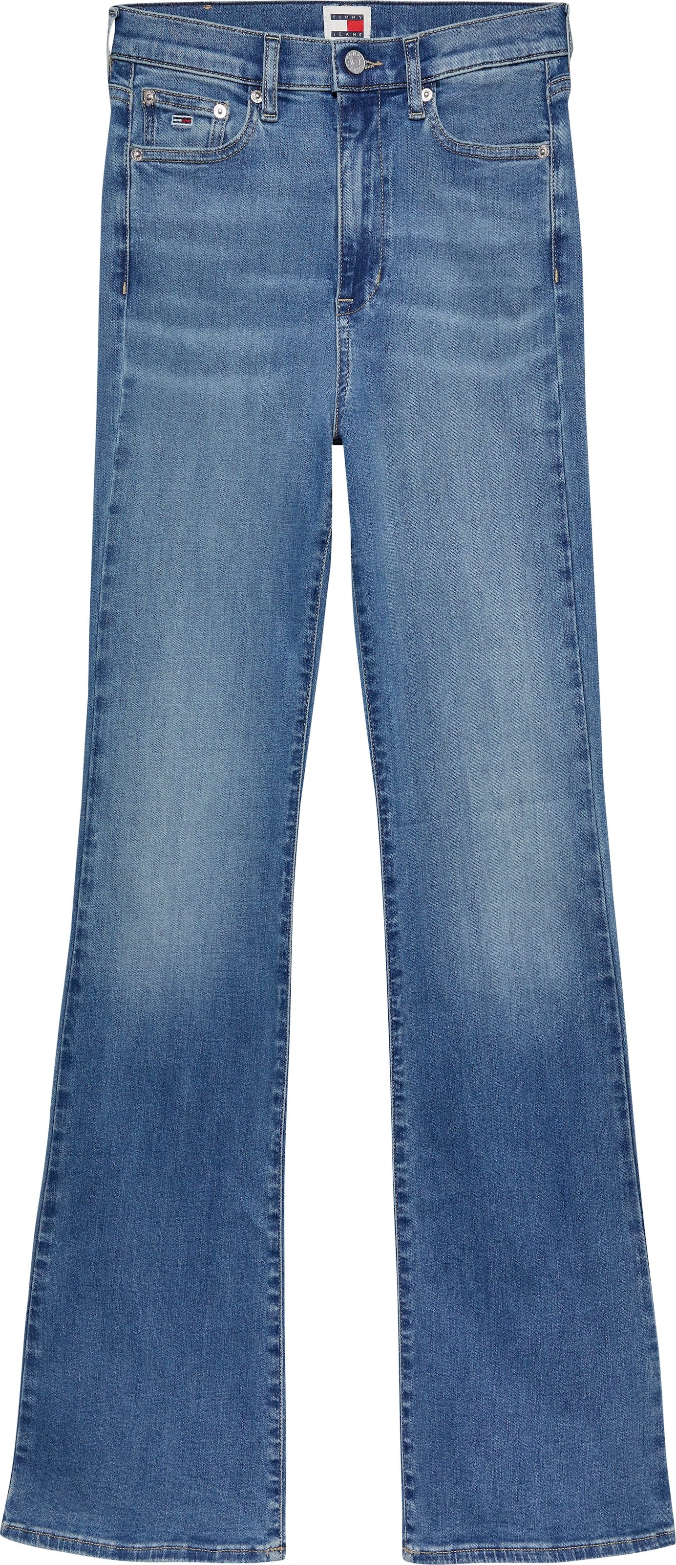 Tommy Jeans Schlagjeans »Tommy Jeans SYLVIA - High waist - Flared Denim Jeans«, mit Logostickereien und Nieten