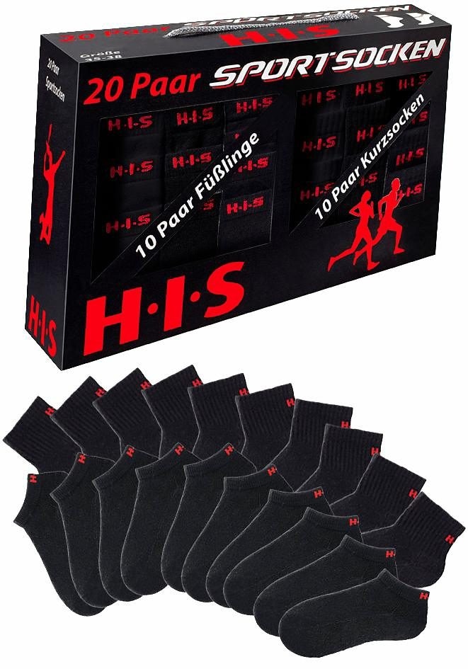 H.I.S Kurzsocken, (Set, 20 Paar), und Sneakersocken mit Frottee