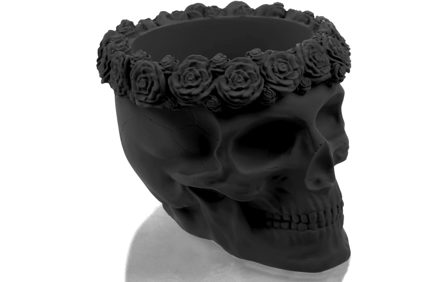 Blumentopf »Totenkopf Blumen 12 x 15 cm, Schwarz matt«