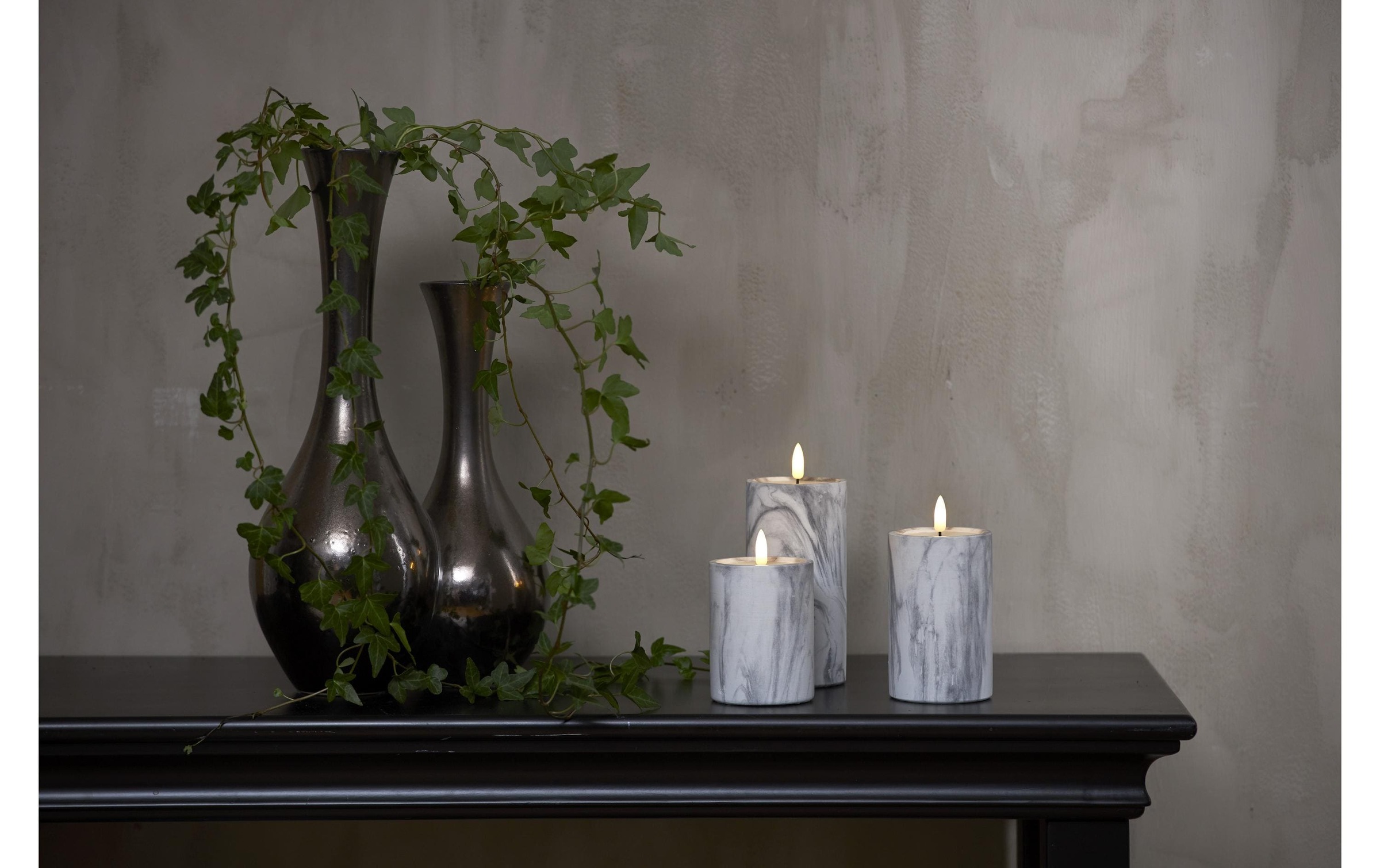 Parforce Traditional Hunting LED-Kerze »Pillar Flamme Marble Ø 75 x 175 cm Grau«