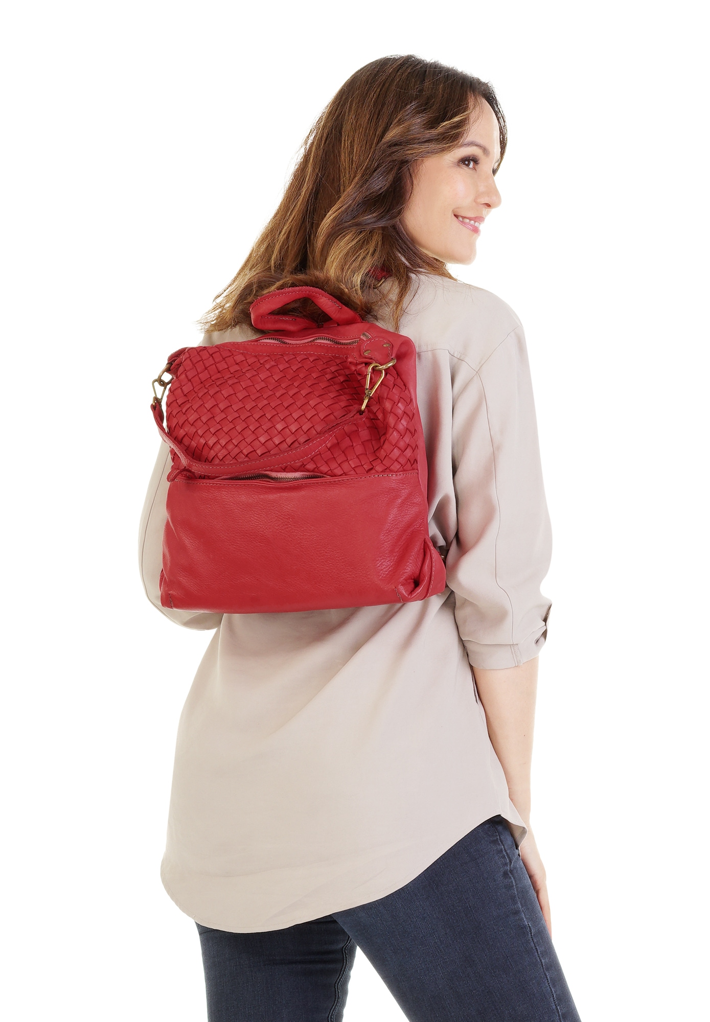 Samantha Look Cityrucksack, echt Leder, Made in Italy