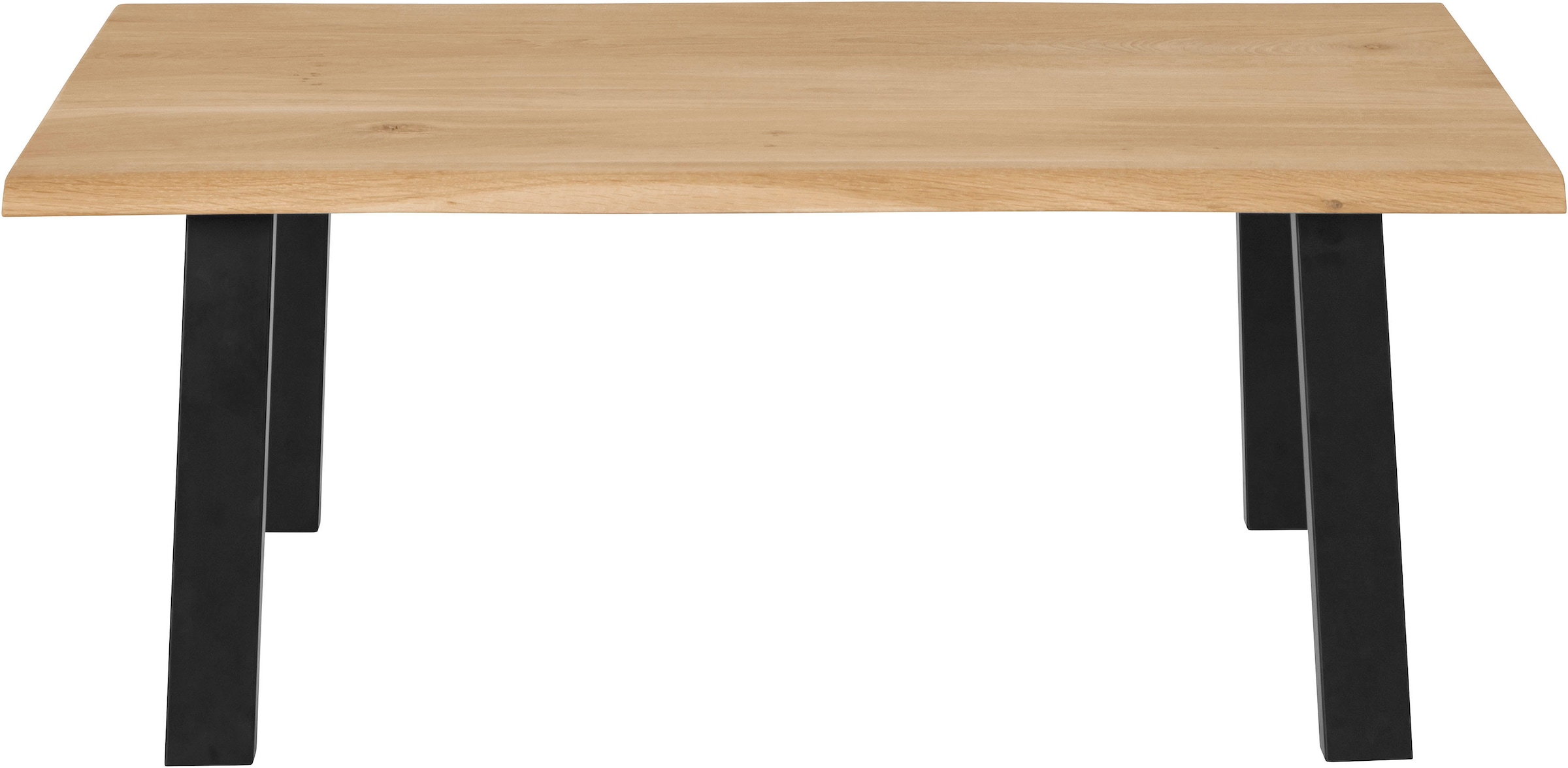 GOODproduct Couchtisch »Lennard«, aus geölter Wildeiche, rechteckige Tischplatte, mit Metallbeinen