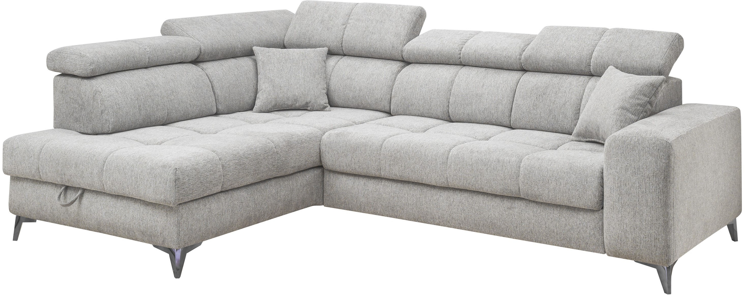 ED EXCITING DESIGN Ecksofa »Sydney L-Form«, mit Bettfunktion, Bettkasten, Kopfteilverstellung & 2 Zierkissen