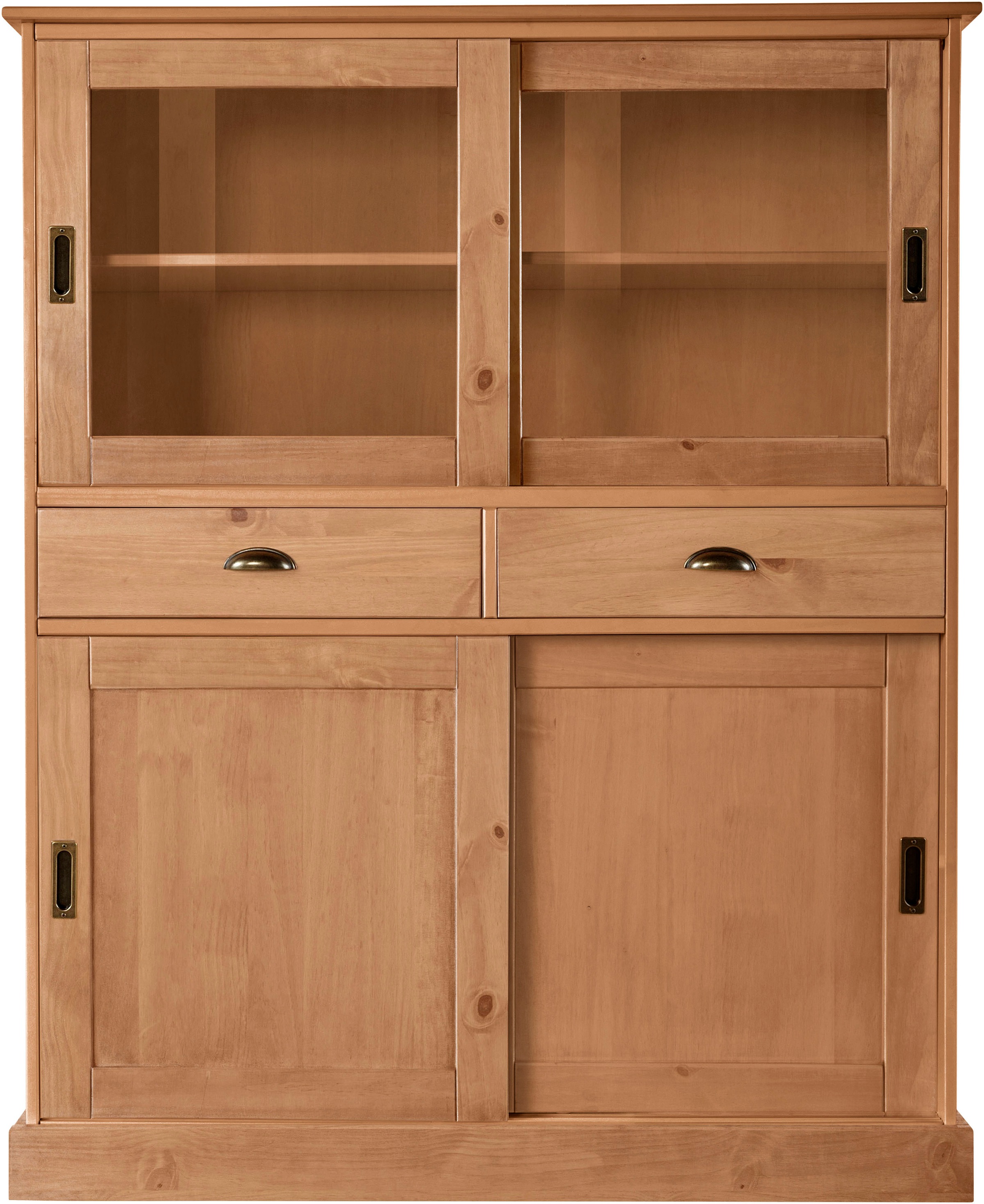 OTTO home Highboard "Schröder" Vitrine aus massivem Kiefernholz, Breite 114 cm