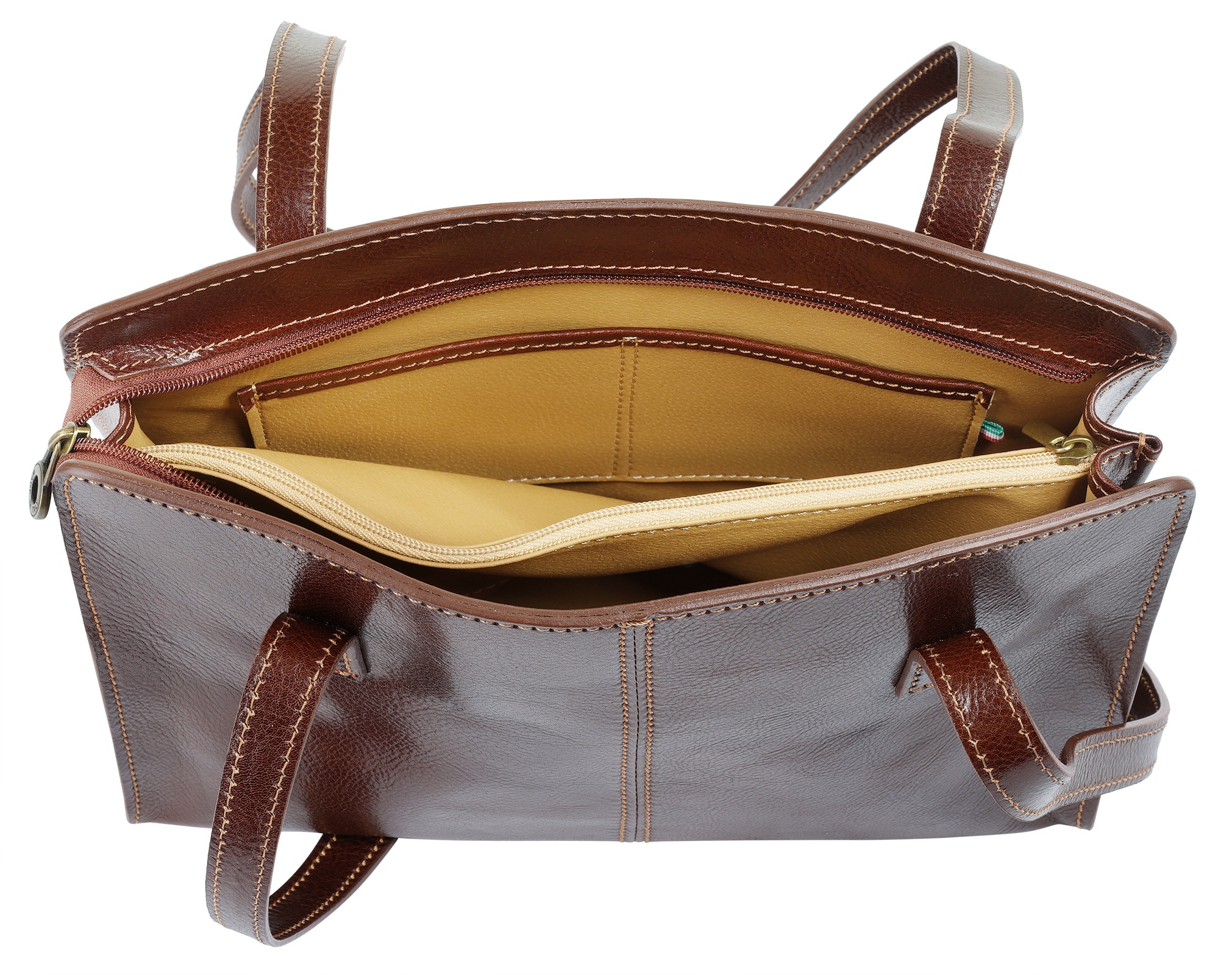 Piké Henkeltasche, echt Leder, Made in Italy