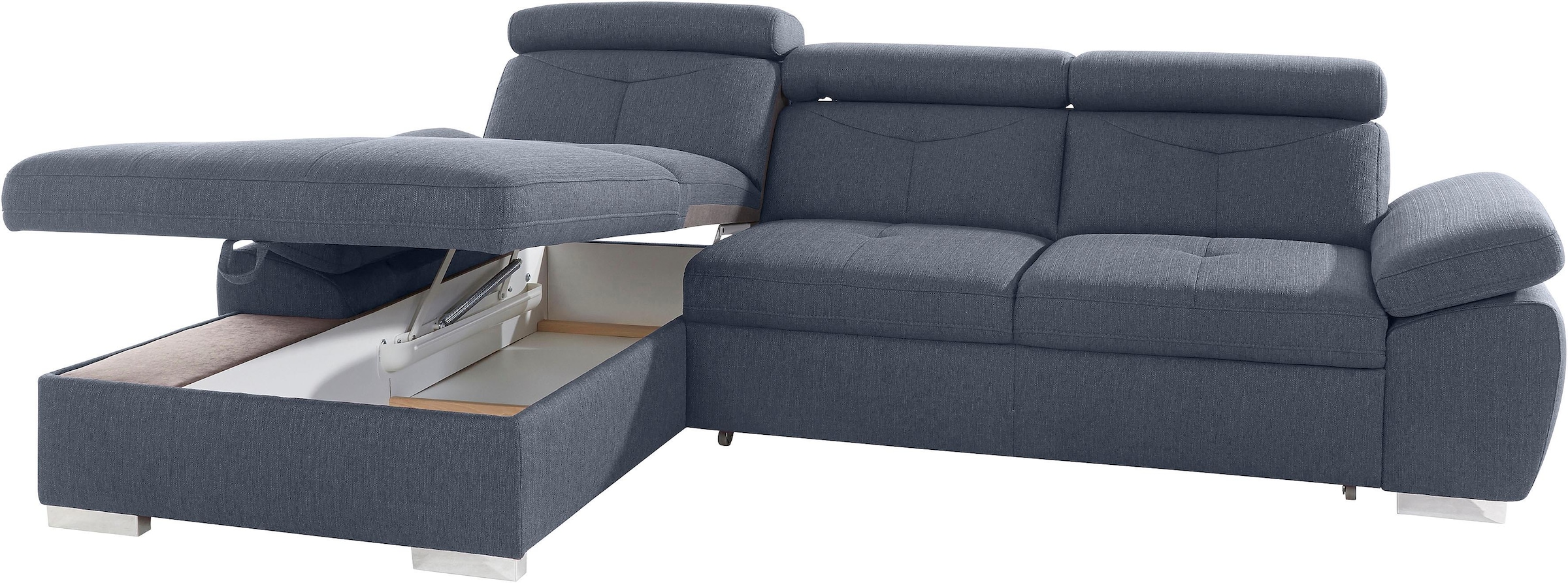 exxpo - sofa fashion Ecksofa »Spring, super bequem, mit Armteil- und Kopfteilfunktion«, L-Form, wahlweise mit Bettfunktion und Bettkasten