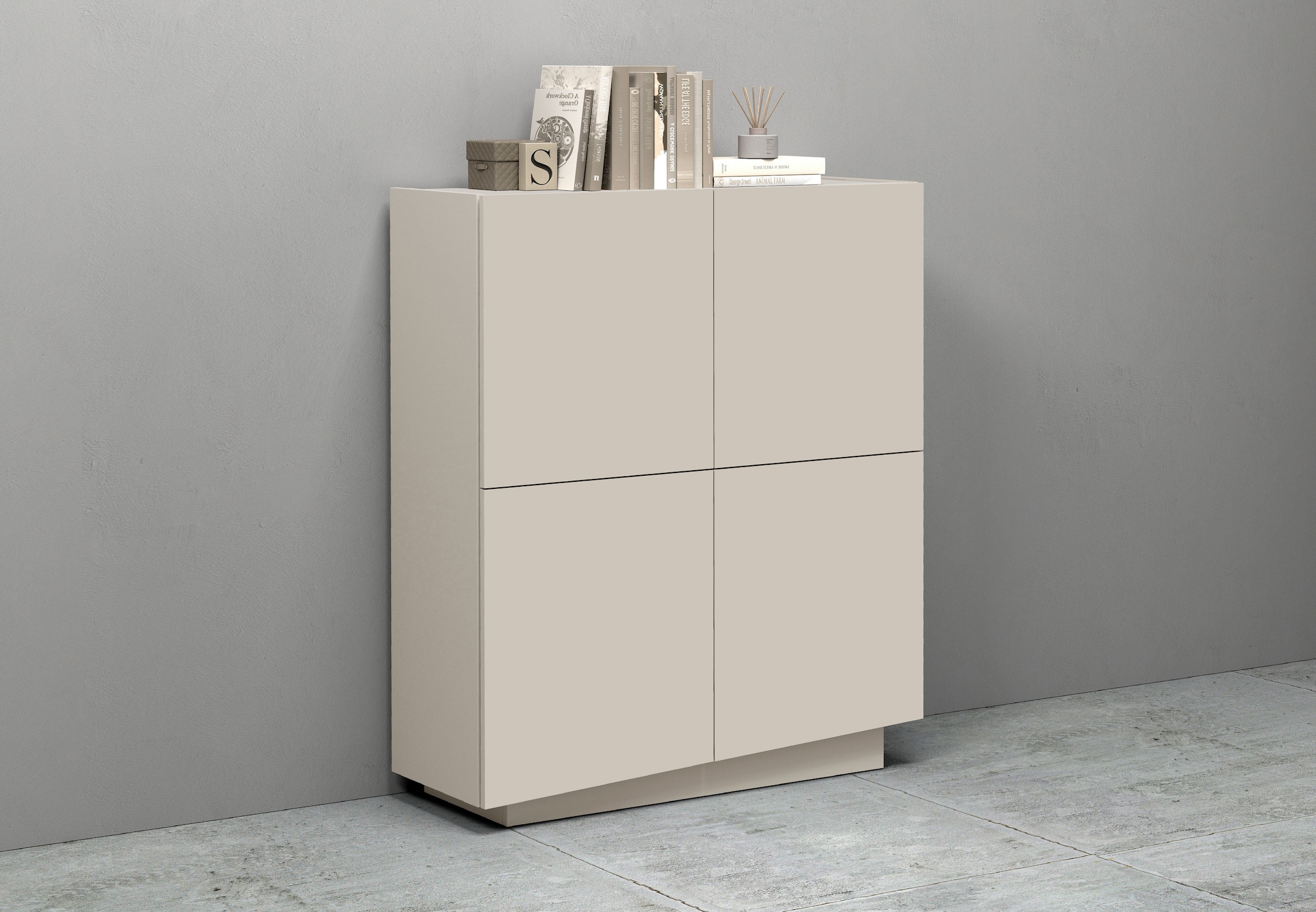 INOSIGN Highboard »VELA, Highboard, Höhe 120 cm,Design mit schrägen Türen«, (1 St.), Made in Italy, Masse-B/T/H: 100x35x120,hohes Sideboard,Anrichte,Kommode
