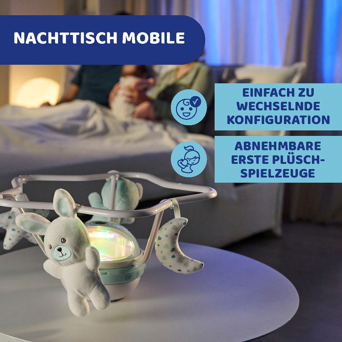 Chicco Mobile »3in1, blau«, mit Regenbgenprojektion