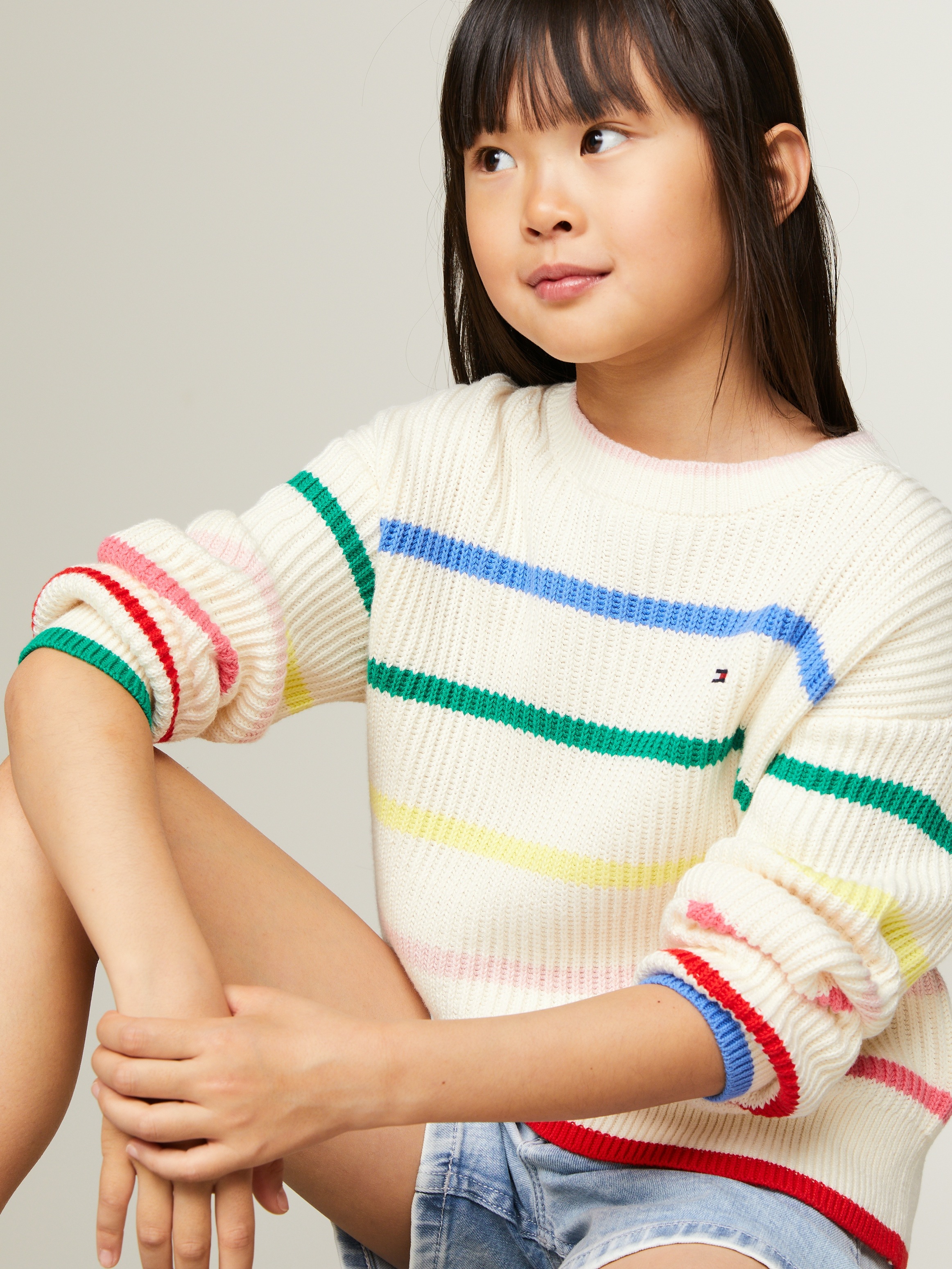 Tommy Hilfiger Strickpullover »MULTI STRIPE STRUCTURE CREW«, Kinder bis 16 Jahre