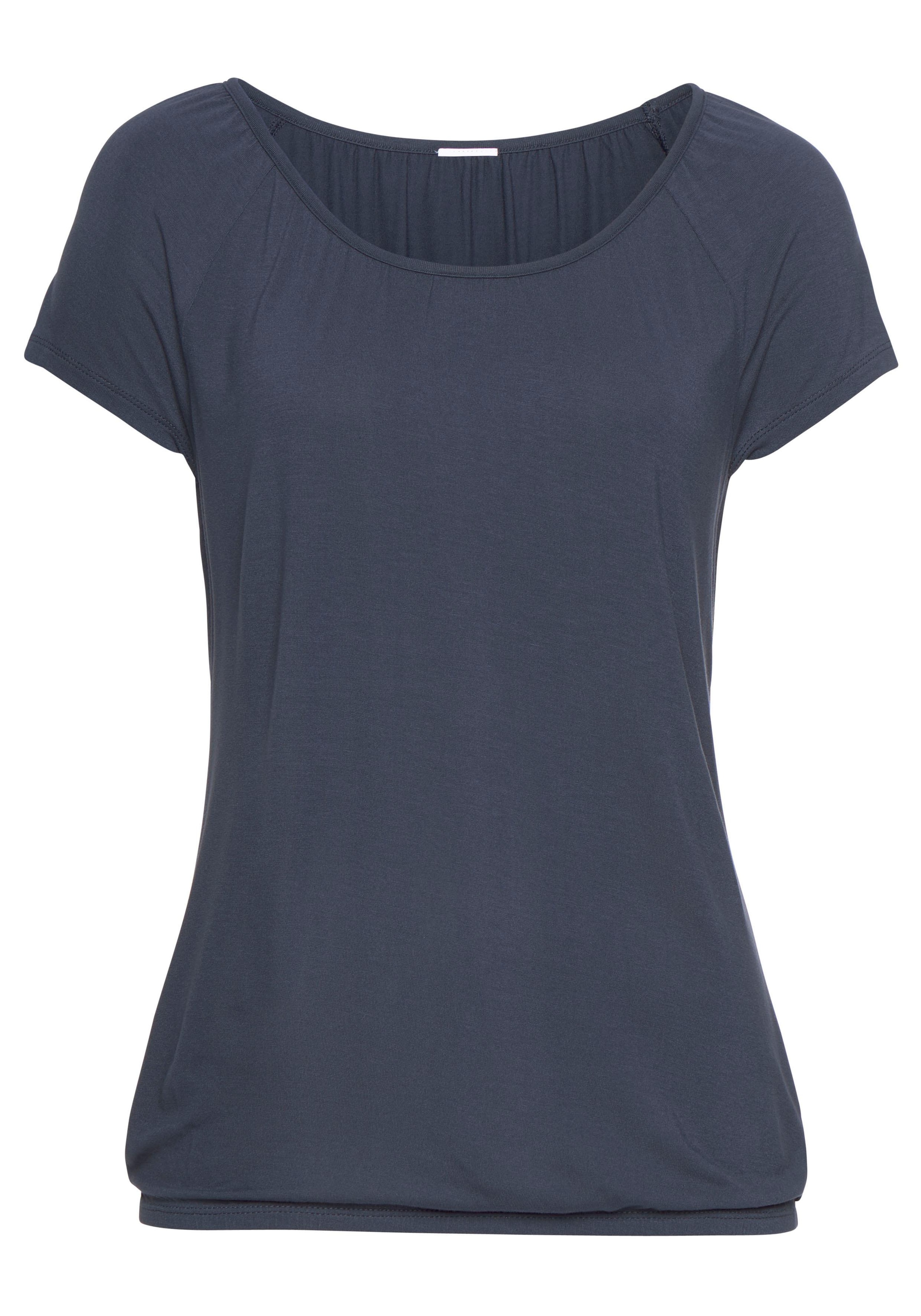 LASCANA Kurzarmshirt, (2er-Pack), mit leicht gerafftem Rundhalsausschnitt