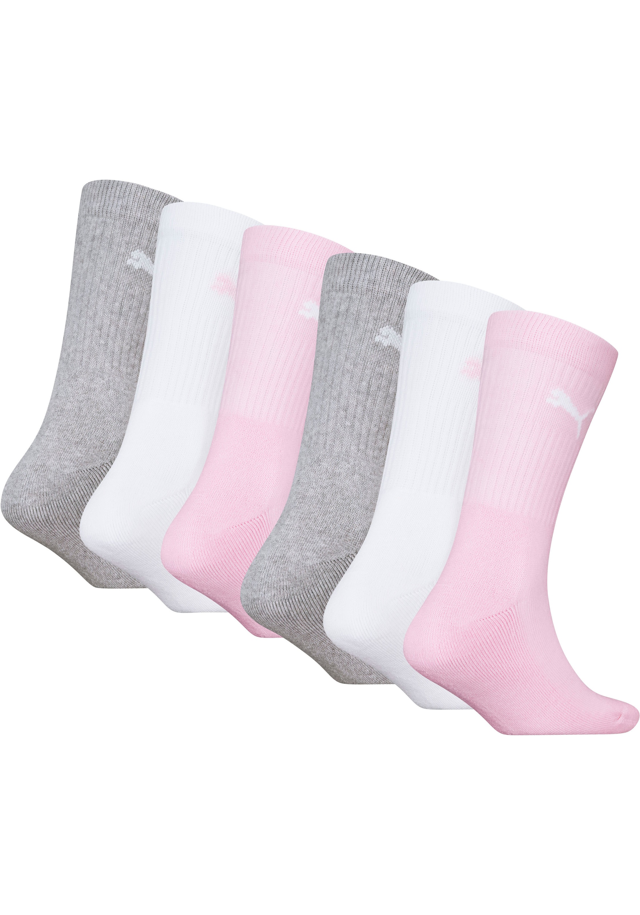 PUMA Socken »JUNIOR CREW SOCK 6P ECOM«, (6 Paar), gepolsterte Sohle für zusätzlichen Komfort