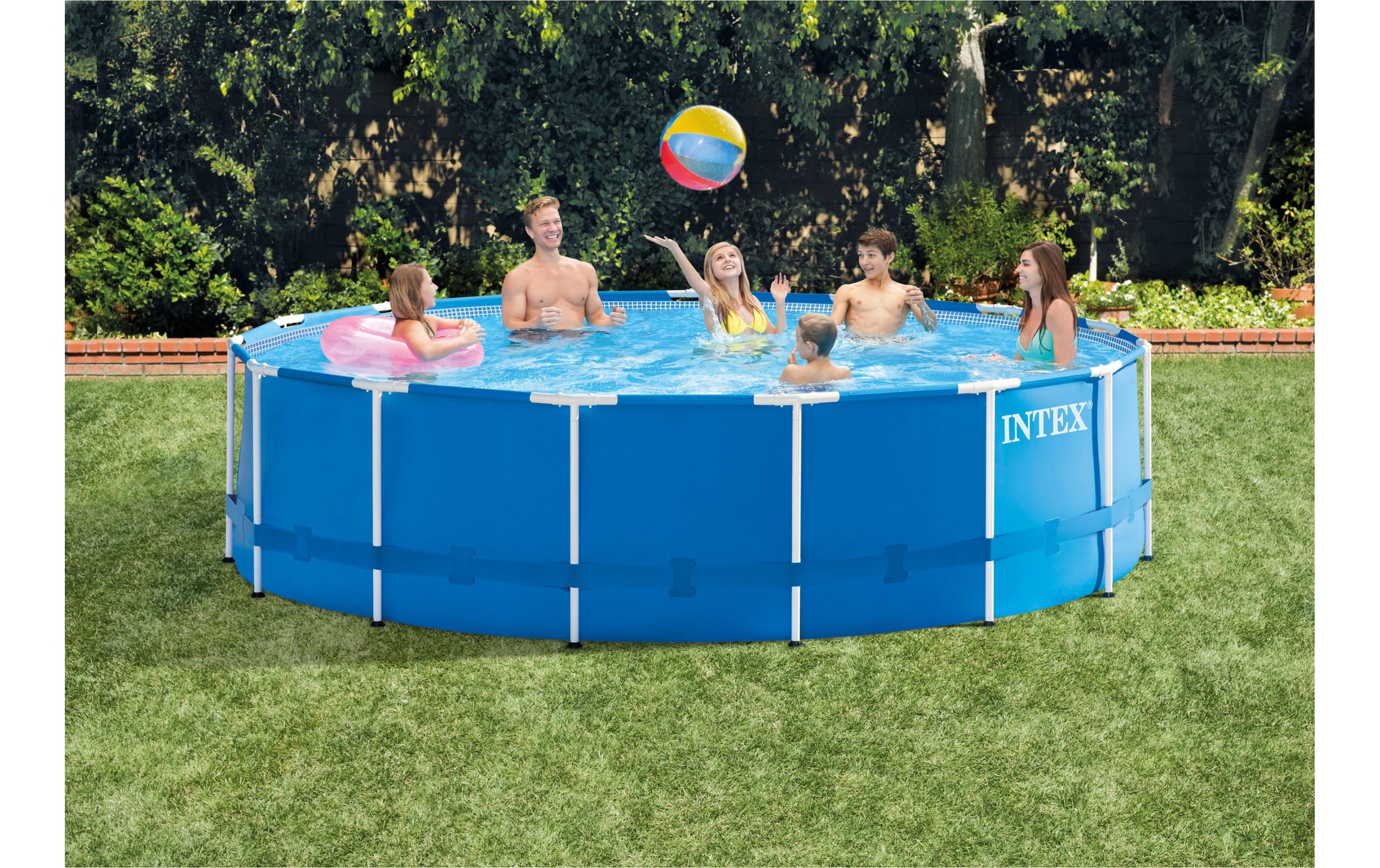 Intex Framepool »Metal Frame Set 457 x 12«, Inkl. Sicherheitsleiter, Pool-Abdeckung, Bodenplane