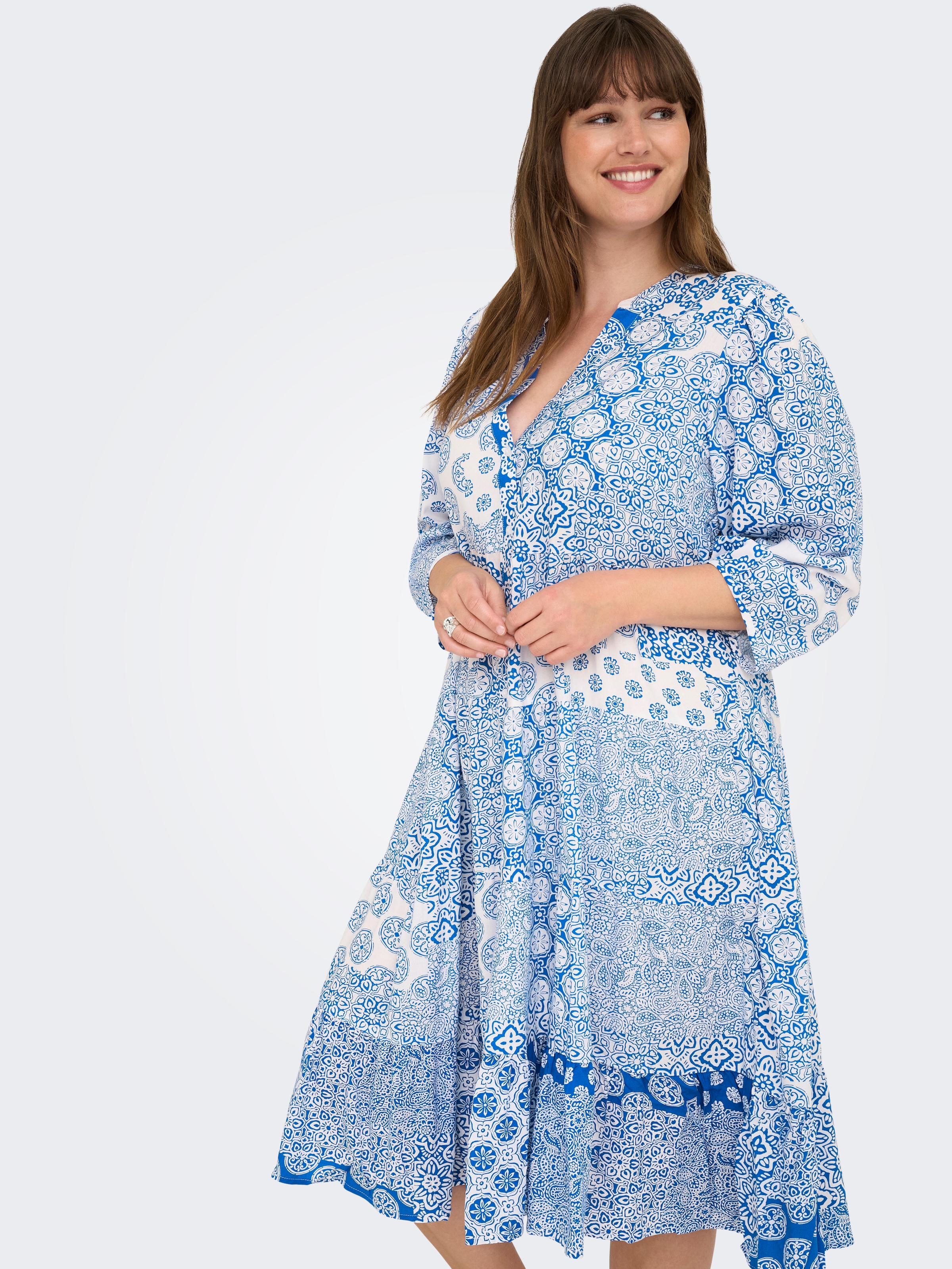 ONLY CARMAKOMA Tunikakleid "CARMILANA 3/4 DRESS WVN NOOS" Sommerkleid