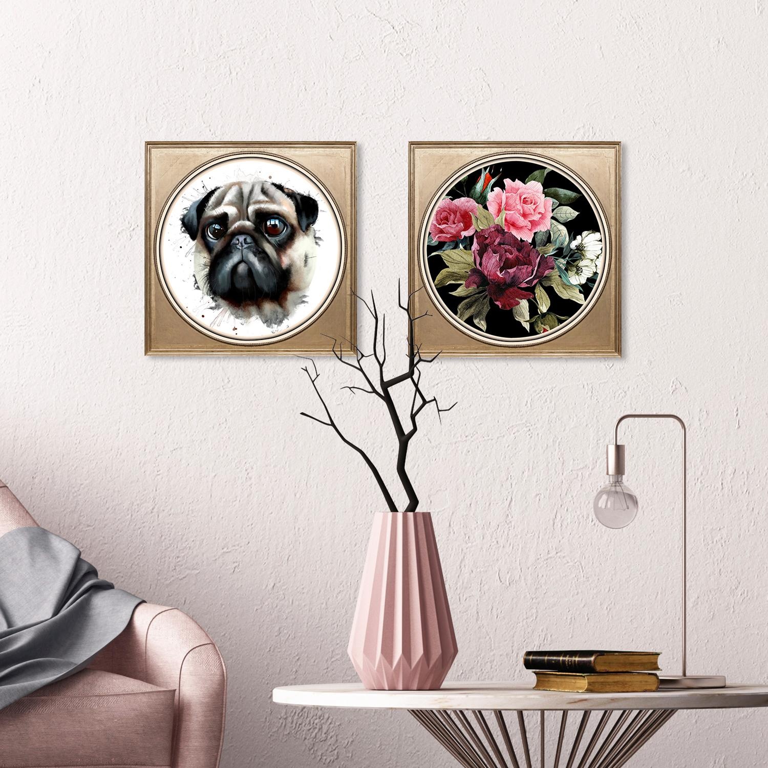 queence Acrylglasbild »Mops«, Kunst-Gemälde-Tiere-Hund-Hunde-Hundebilder-Haustiere, Fine Art-Print in Galeriequalität