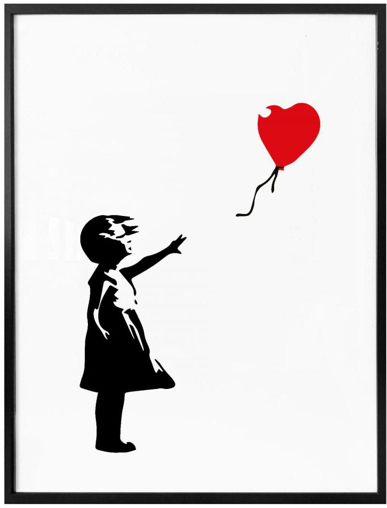 Wall-Art Poster »Graffiti Bilder Girl shoppen the Menschen, Wandposter (1 St.), red Jelmoli-Versand with | balloon«, online Wandbild, Bild, Poster