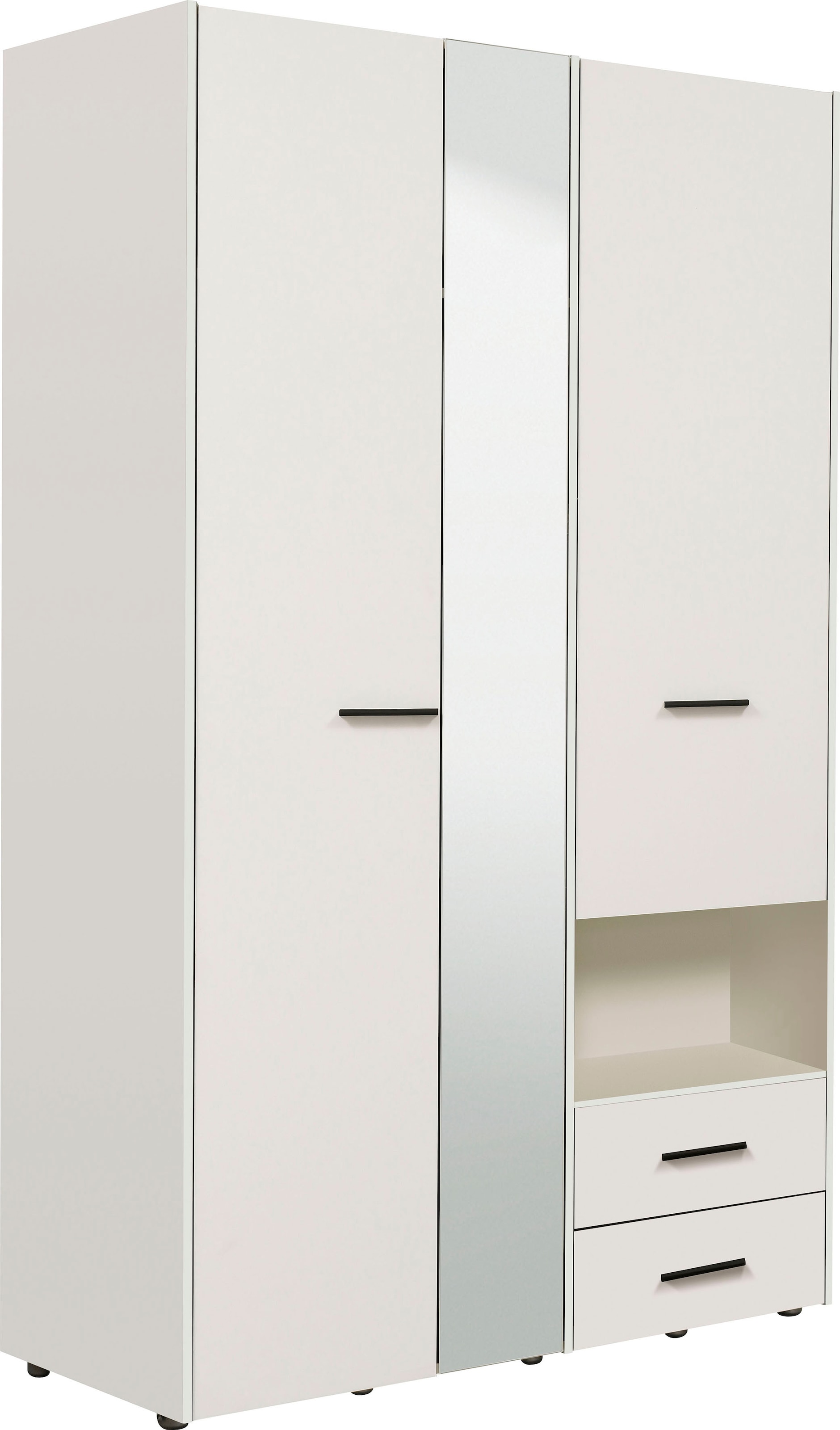 INOSIGN Kleiderschrank »Leon, FSC® -zertifiziertem Holzwerkstoff«, mit Spiegel, Innenausstattung und 2 Schubladen, 127,5x55x205,5cm