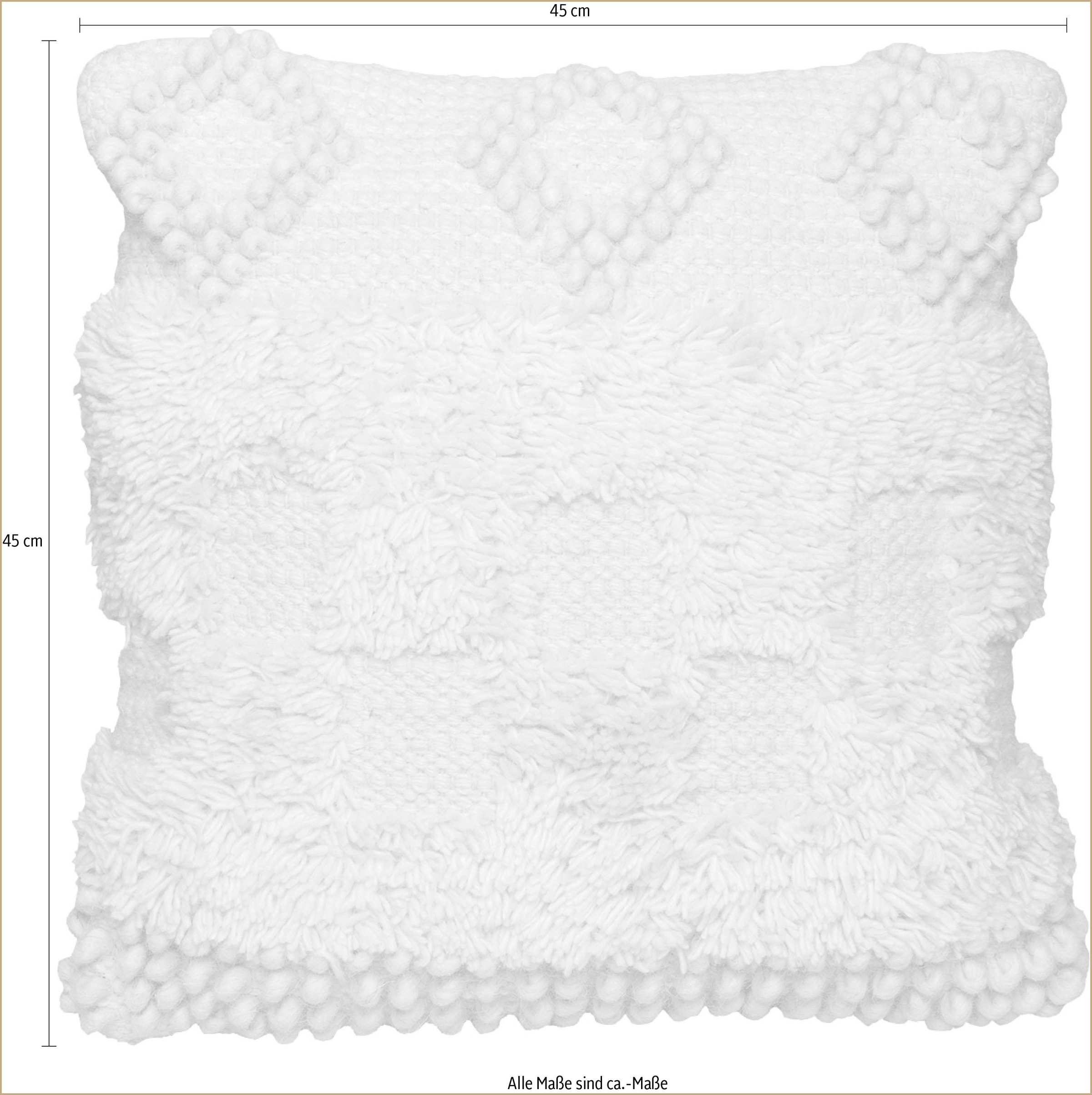 Kayoom Polsterauflage »Kissen Bohist 125 Natural 45cm x 45cm, aus Handmanufaktur«, Verschlussart Reissverschluss, Boho-Style, kunstvolle Fransen