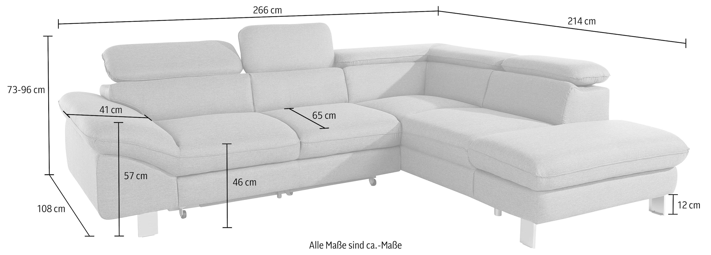 COTTA Ecksofa »Driver L-Form«, mit Kopfteilverstellung, wahlweise mit Bettfunktion