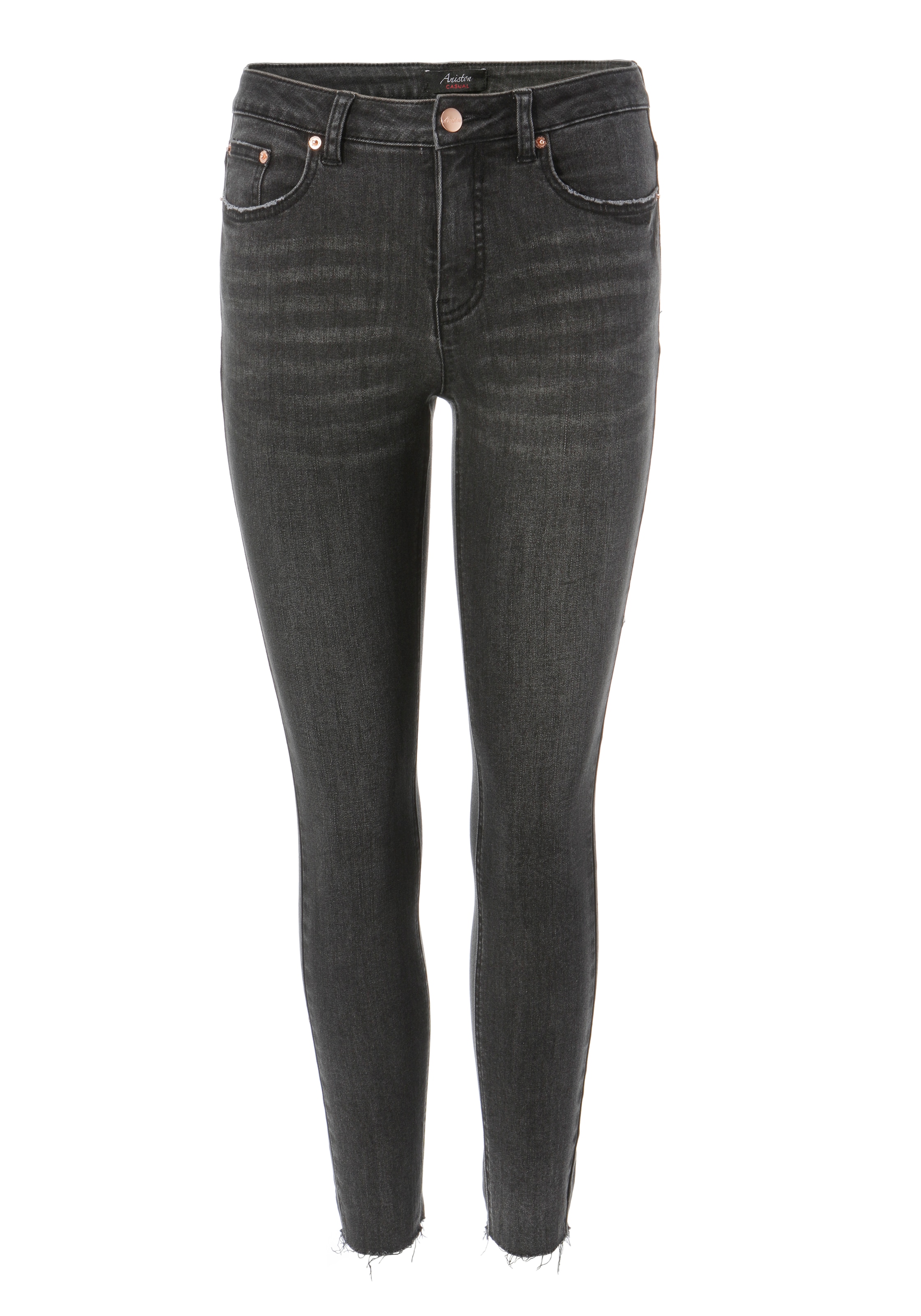 Aniston CASUAL Skinny-fit-Jeans, regular ausgefransten mit | online kaufen Beinabschluss waist Jelmoli-Versand 