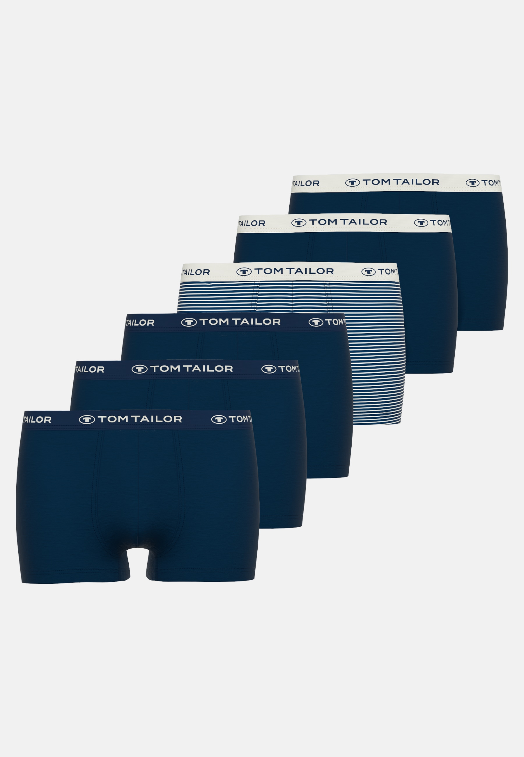 TOM TAILOR Boxershorts »Buffer«, (6er Pack), weich, elastisch, bequem, eng, atmungsaktiv, Logobund, Baumwollmix