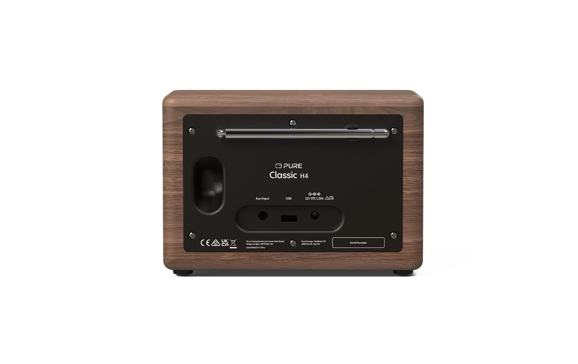 Pure Digitalradio (DAB+) »Classic H4 Walnuss/Schwarz«, (Bluetooth Digitalradio (DAB+)-FM-Tuner 10 W)
