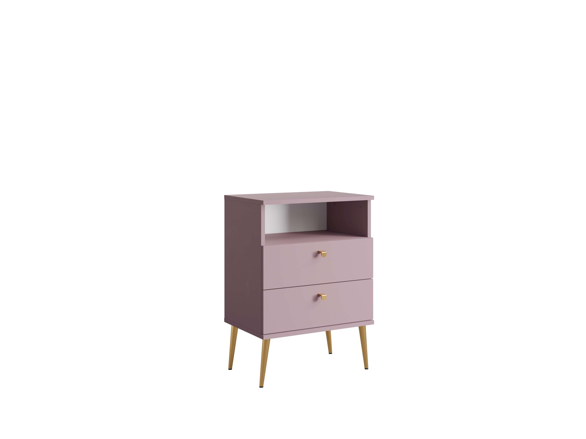 Home affaire Nachttisch »Elyria, Metallgriffe, FSC-zertifizierter Holzwerkstoff«, (Nachtkommode B/T/H 50/34/69cm), mit 2 Schubladen, 1 offenes Fach, viele Farben mit goldfarbenfb. Details
