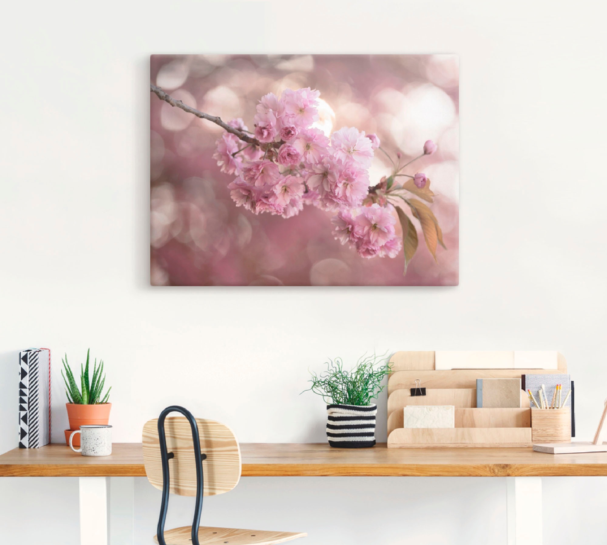 Artland Leinwandbild "Japanische Kirschblüte in Love III" Blumen 1 Stk. tlg. auf Holzrahmen gespannt