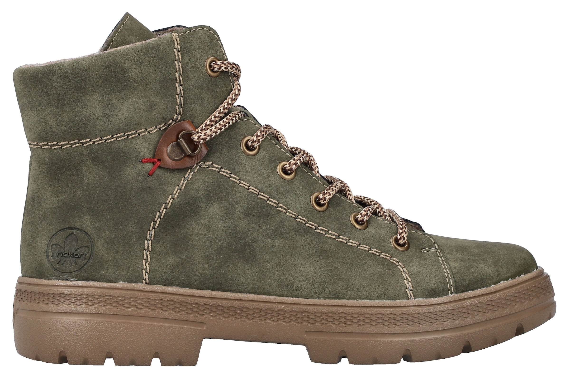 Rieker Schnürboots, Stiefelette, Plateausohle, Kontrastnaht, mit Innenreissverschluss