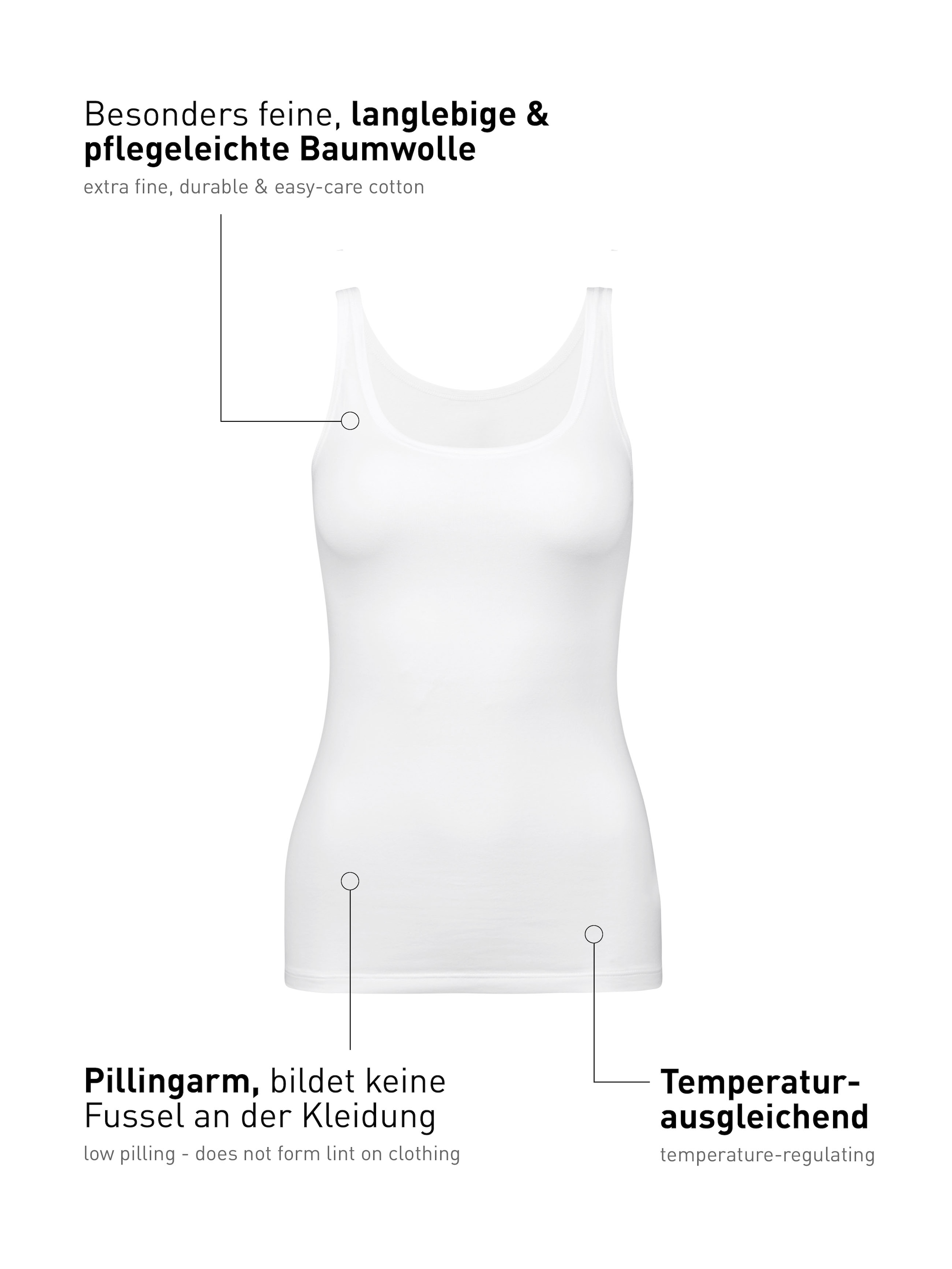 CALIDA Tanktop »Natural Comfort«, elastisch, pillingarm, weich, Single Jersey Qualität, atmungsaktiv