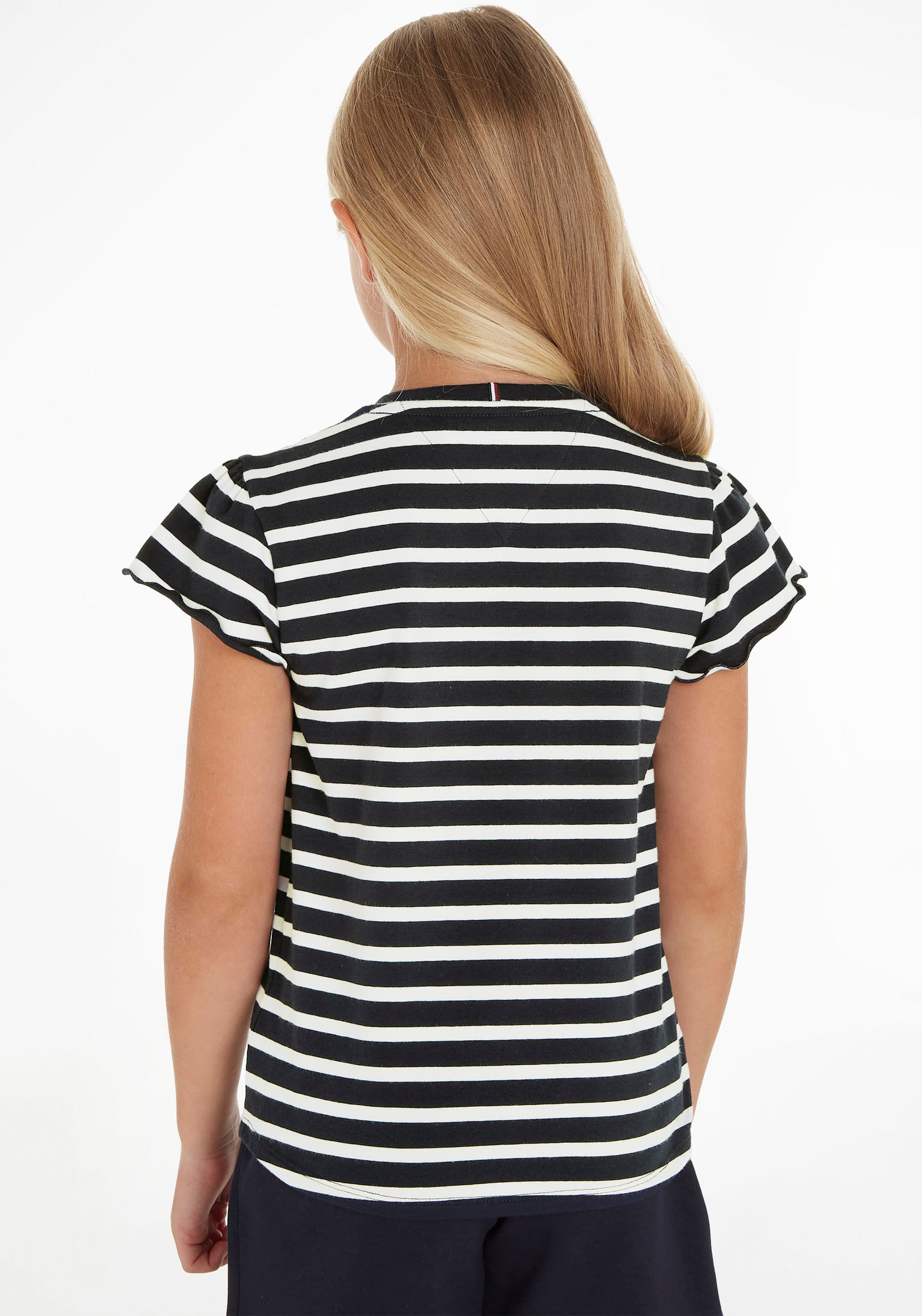 Hilfiger S/S«, Tommy T-Shirt kaufen in RUFFLE Optik TOP | ✵ SLEEVE Jelmoli-Versand gestreifter günstig »STRIPED
