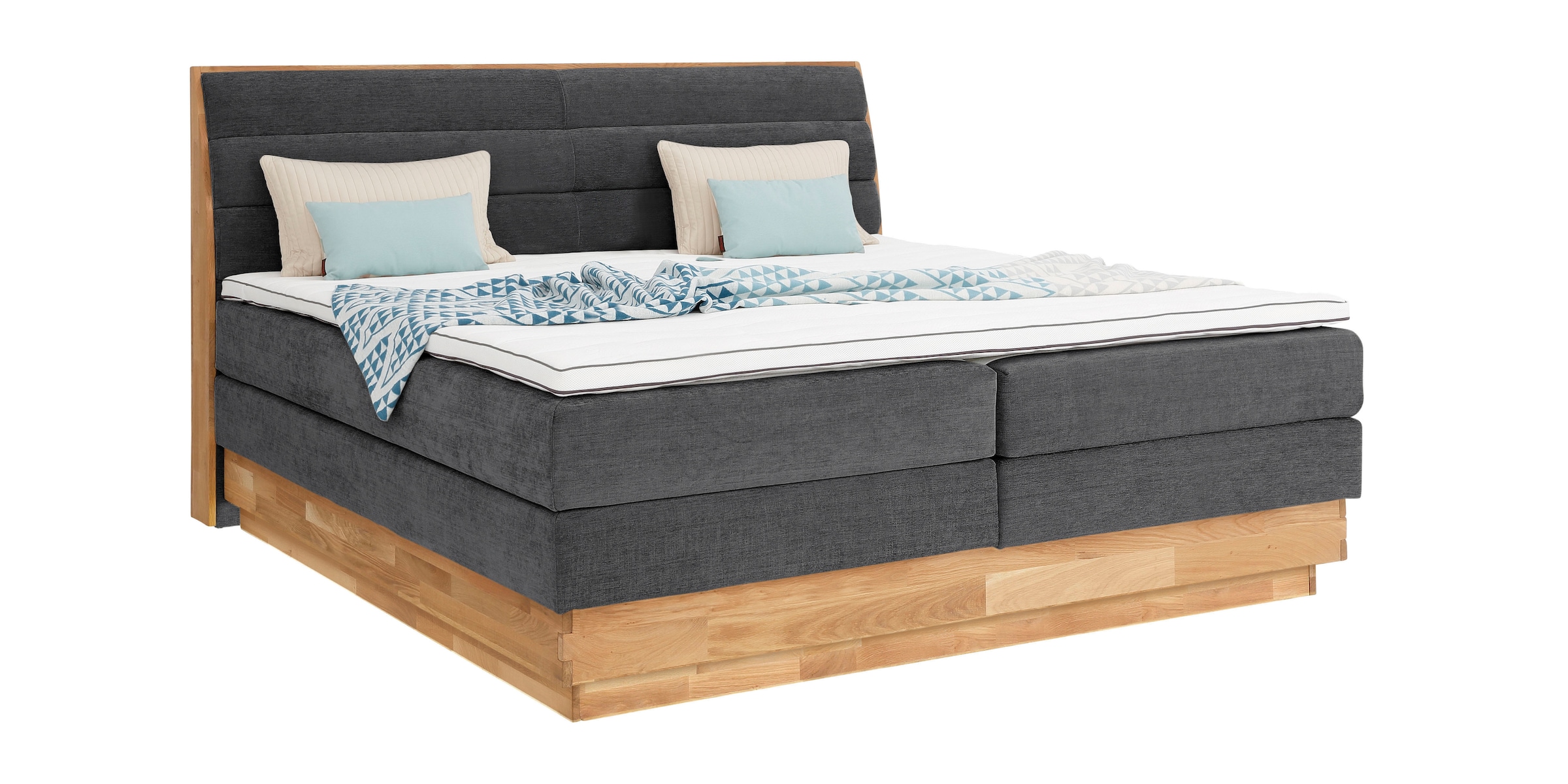 GOODproduct Boxspringbett »Jenna«, ohne LED-Beleuchtung, mit zertifizierten, recycelten Bezugsstoffen