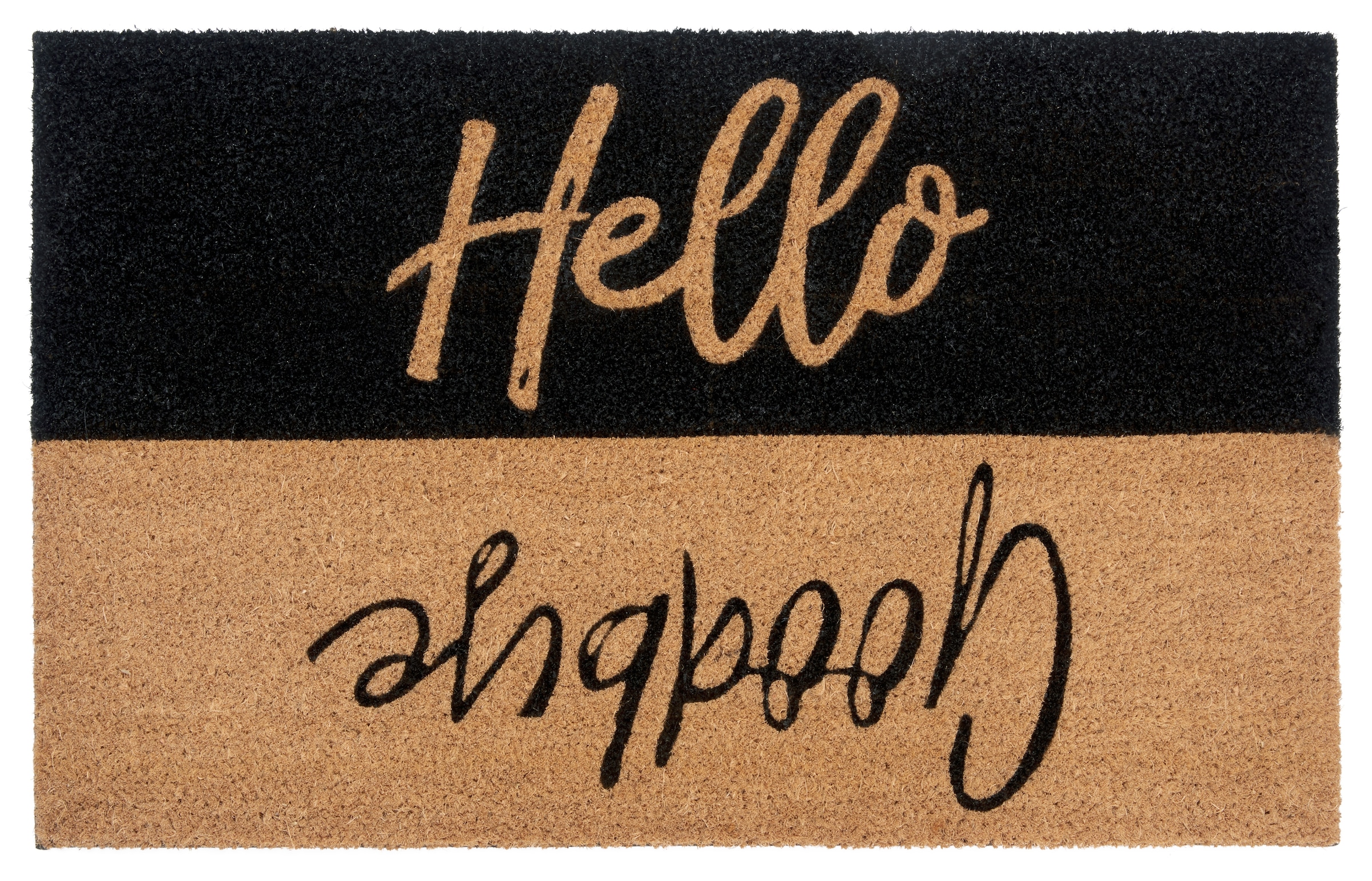 HANSE Home Fussmatte »Kokos Contrast Hello Goodbye, Türmatte«, rechteckig, 15 mm Höhe, Kokos, Schmutzfangmatte, Outdoor, Rutschfest, Innen, Kokosmatte, Flur
