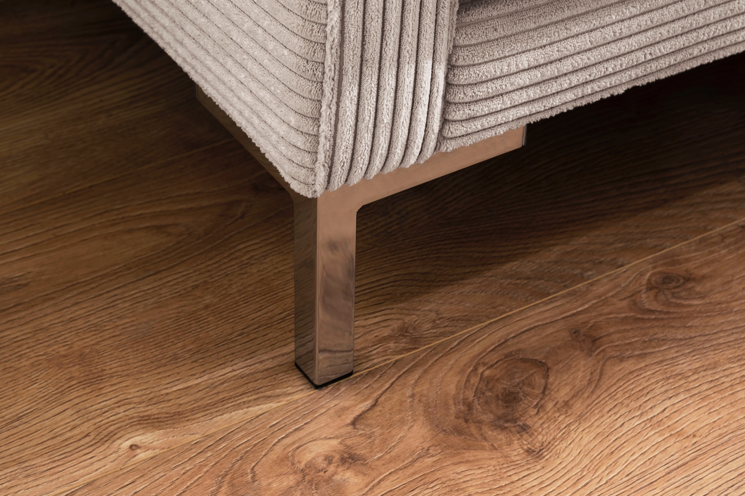 Trends by HG Ecksofa »Landau L-Form«, in Cord-Stoff mit Metallfuss