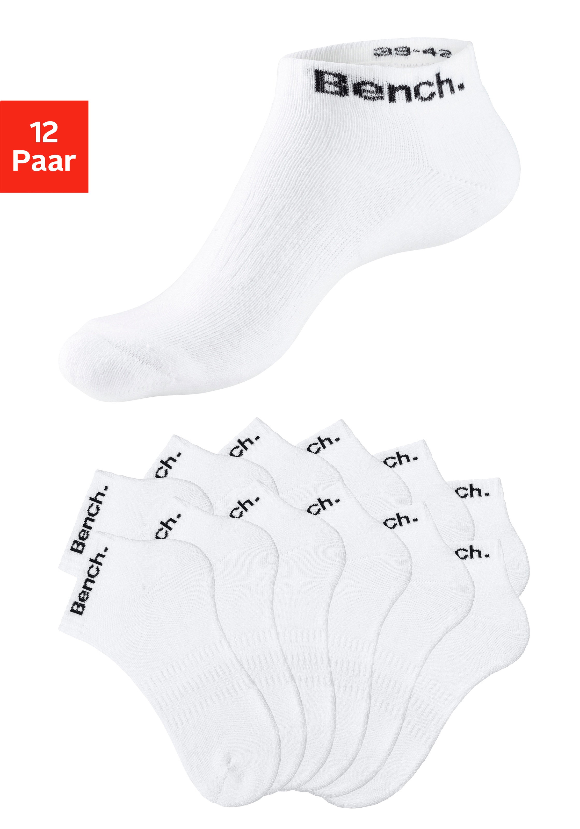 Bench. Sportsocken Packung, 12 Stk. tlg. Tennis Kurzsocken mit Halbfussfrottee