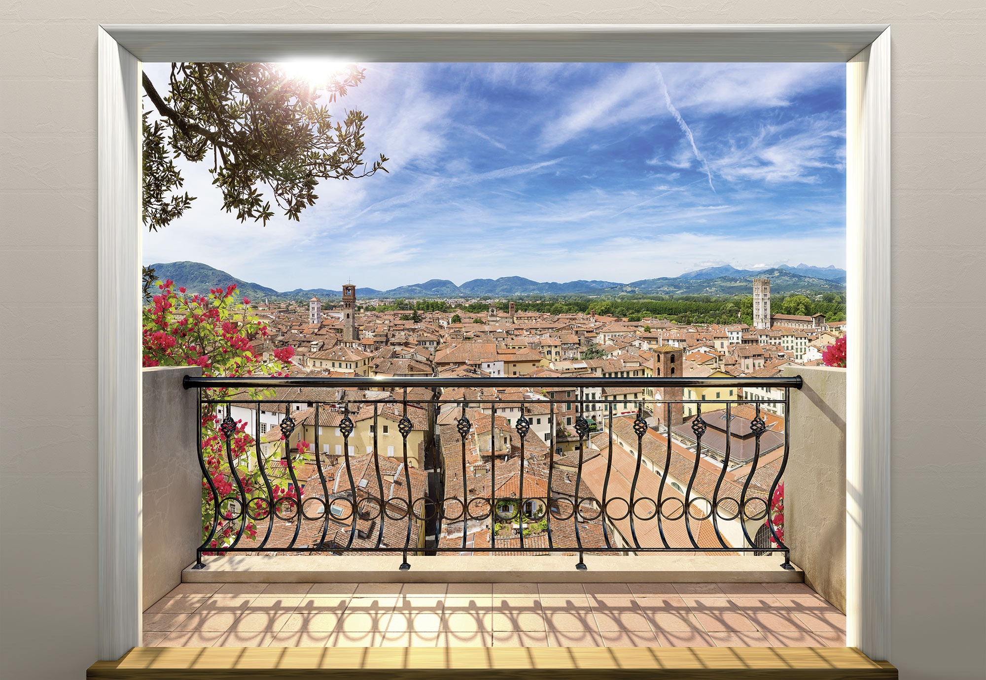 Komar Fototapete "Vlies - Balcony - Grösse 368 x 248 cm" bedruckt glatt Wohnzimmer, Schlafzimmer