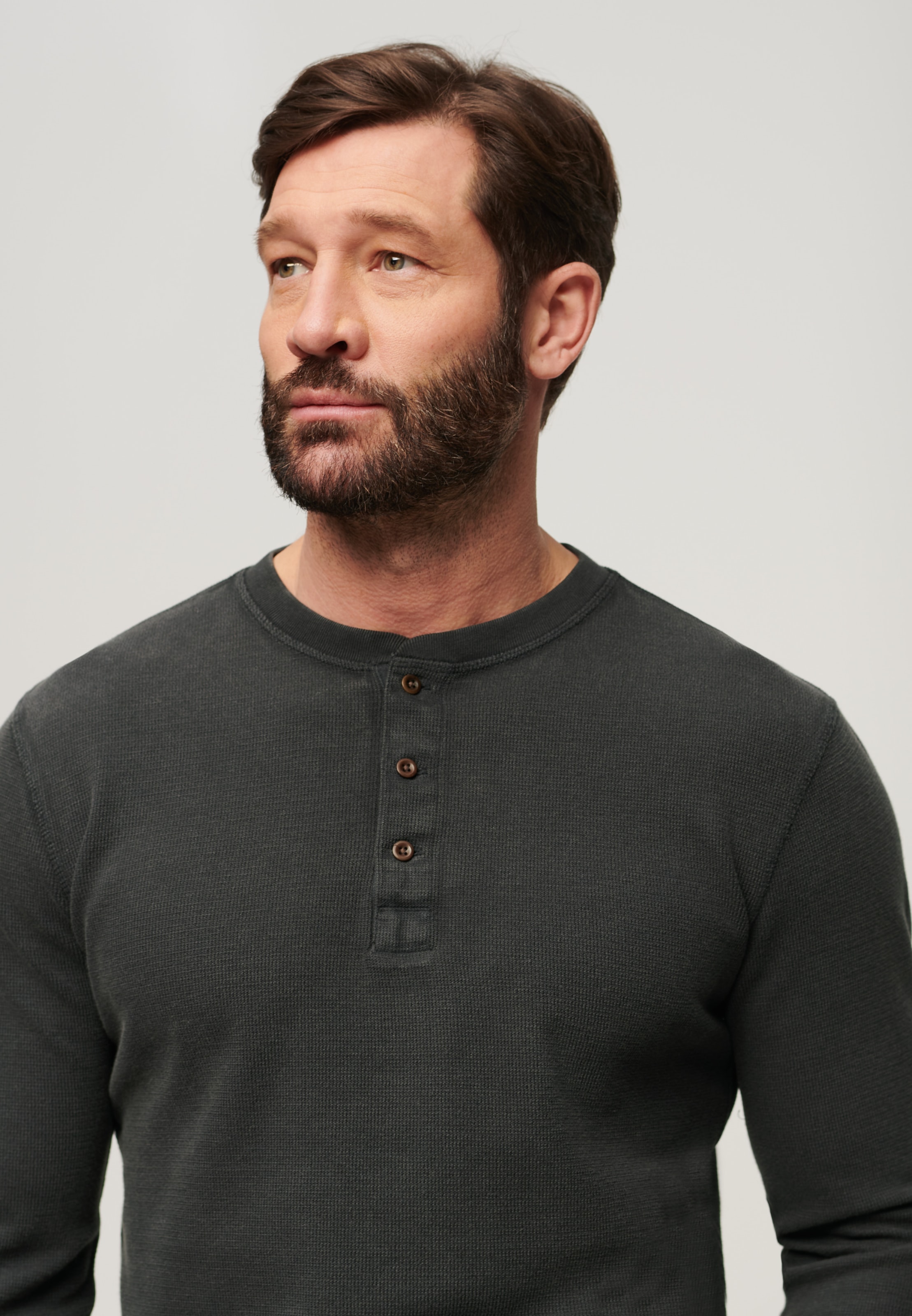 Superdry Langarmshirt »WAFFLE LONG SLEEVE HENLEY TOP«
