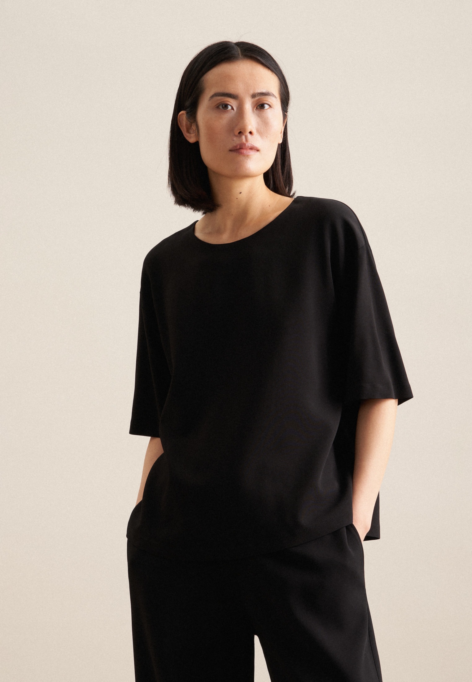 seidensticker Shirtbluse »Schwarze Rose« Kurzarm Rundhals Uni